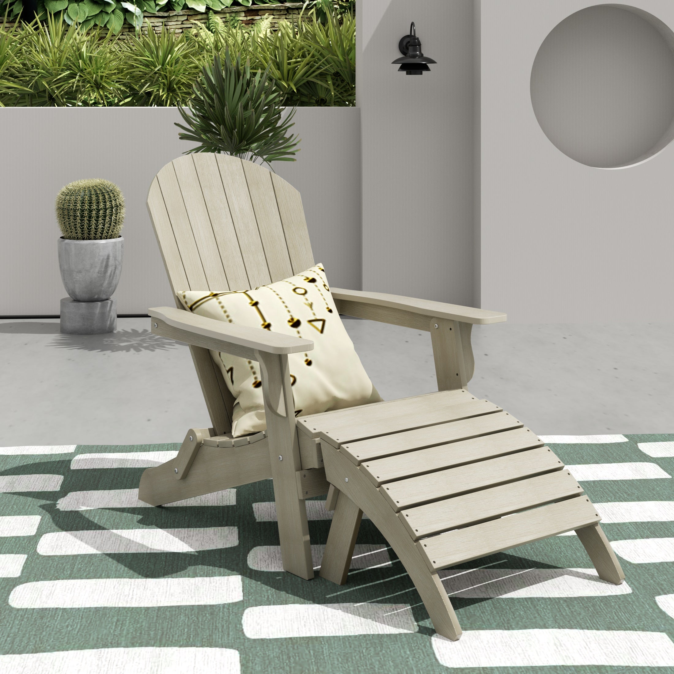 Florence 2-Piece HIPS Outdoor Folding Adirondack Seashell Chair With Folding Ottoman