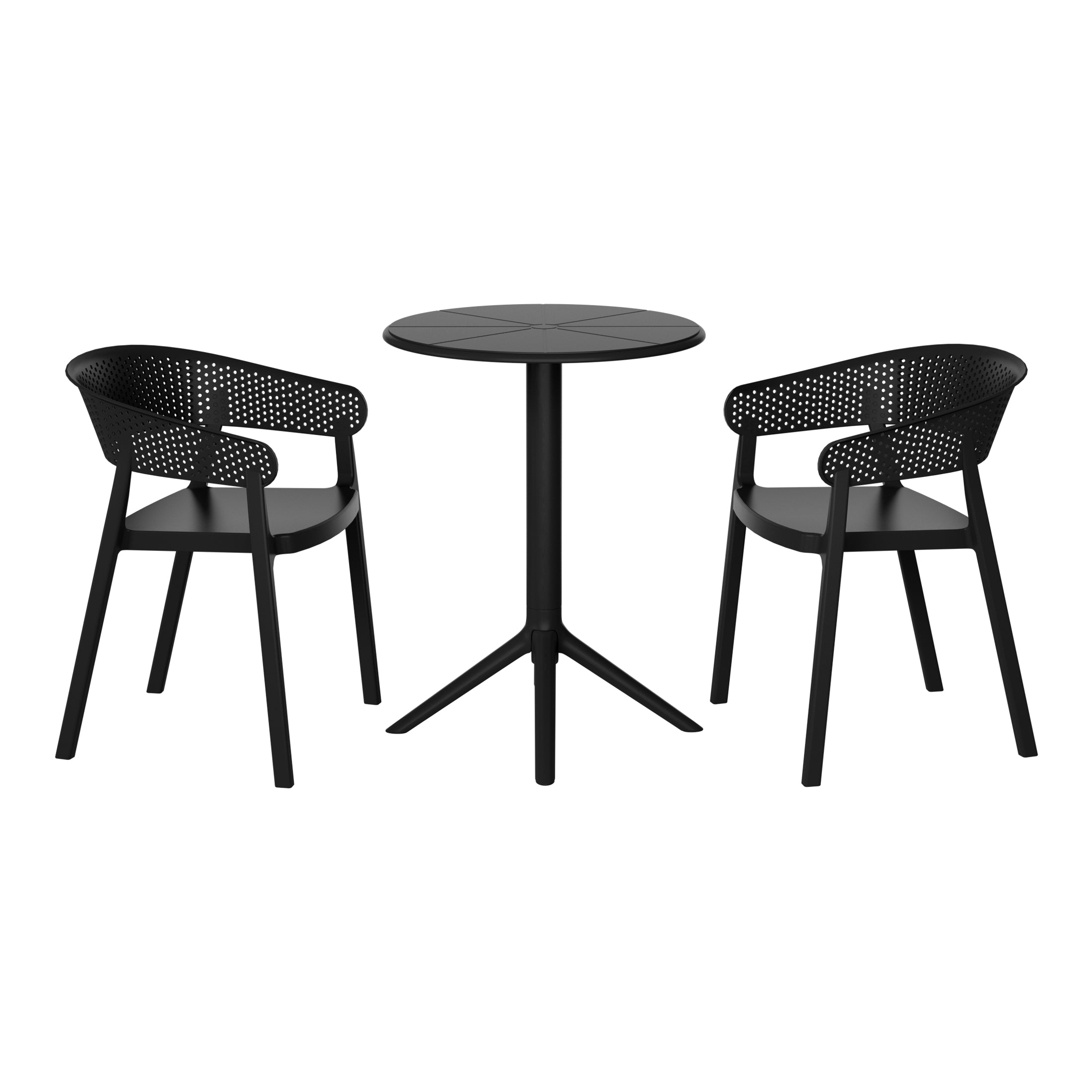 Sunshine 3-Piece Outdoor Resin Patio Bistro Table Set with Stackable Patio Dining Side Chairs