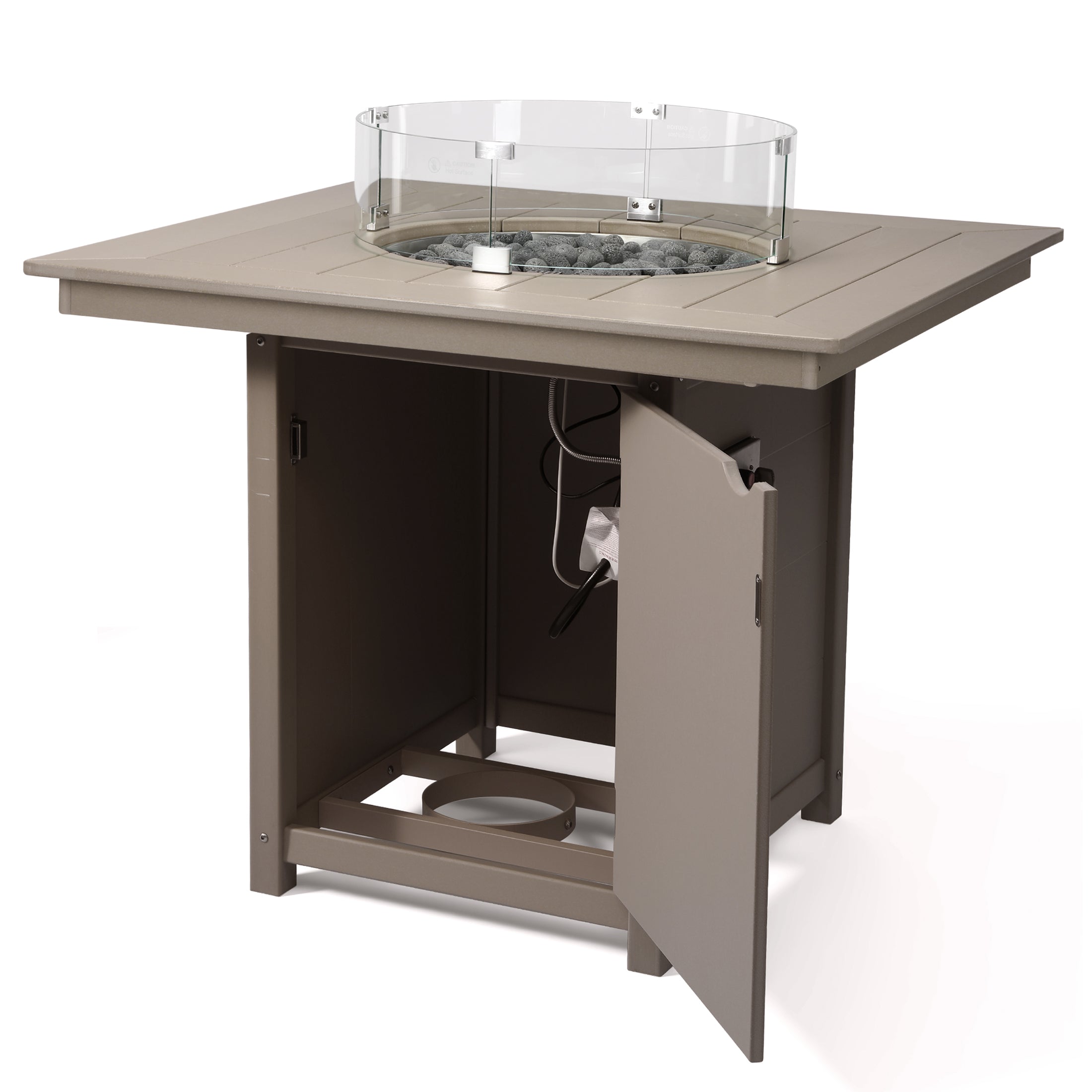 Sol 42" Modern Outdoor Patio Gas Propane Square Fire Pit Table