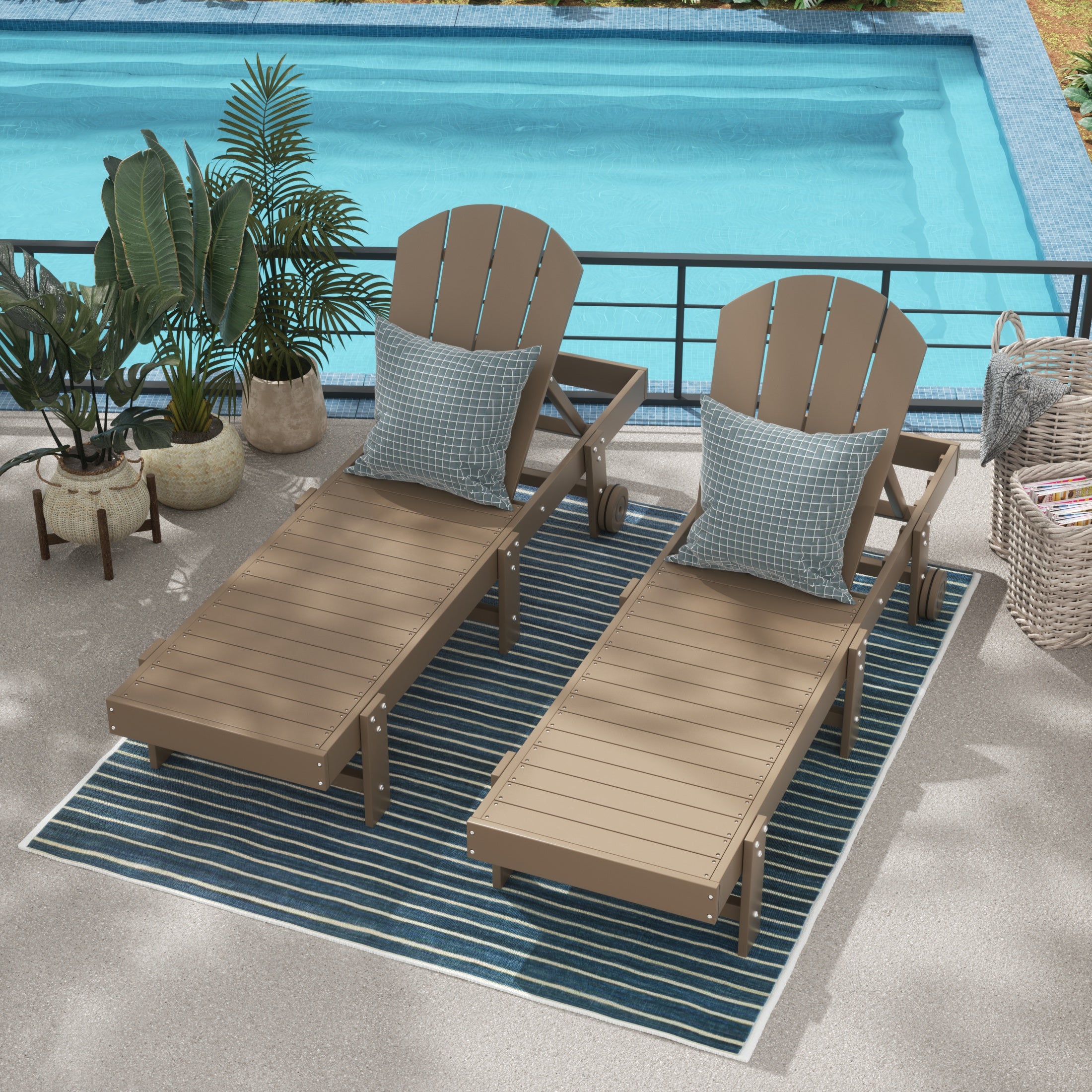 Paradise Adirondack Poly Reclining Chaise Lounge With Wheels (Set Of 2)