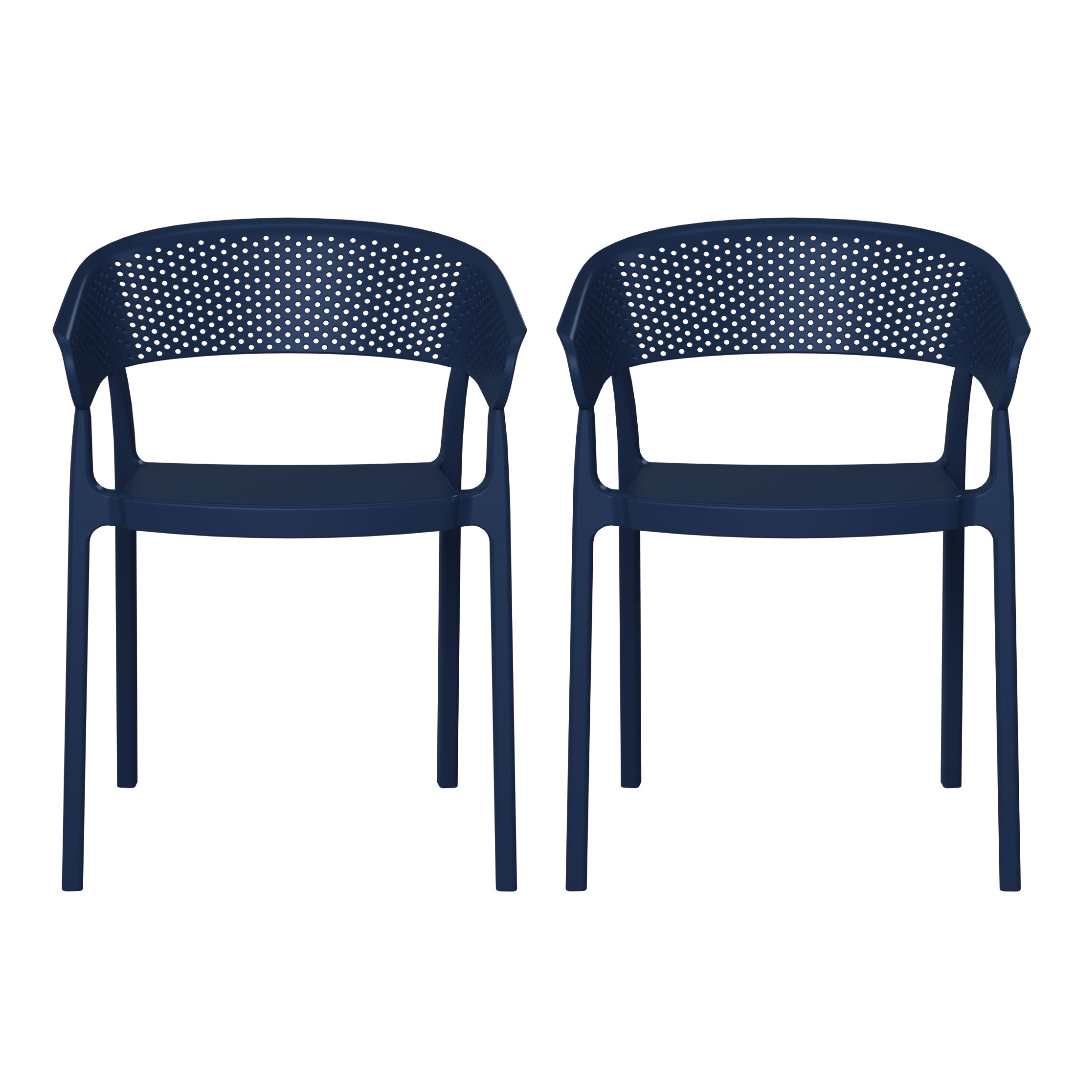 Sunshine Outdoor Modern Stackable Plastic Resin Patio Dining Armchair (Set of 2)