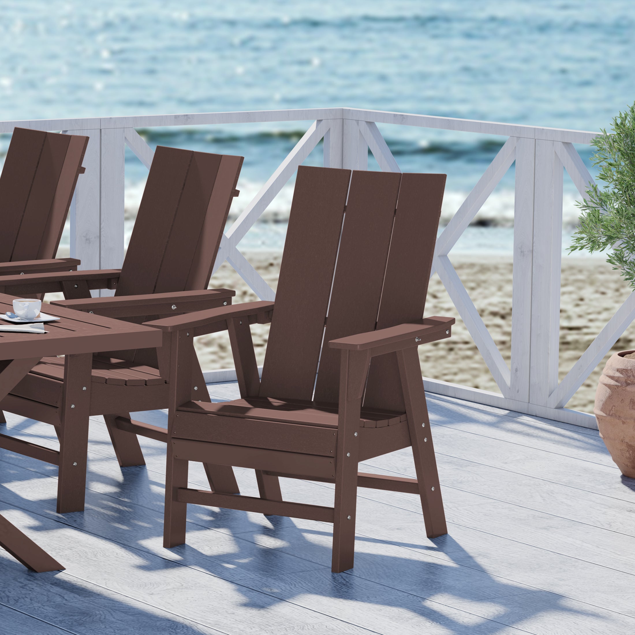 Palms Outdoor Patio HDPE Plastic Modern Adirondack Dining Chair