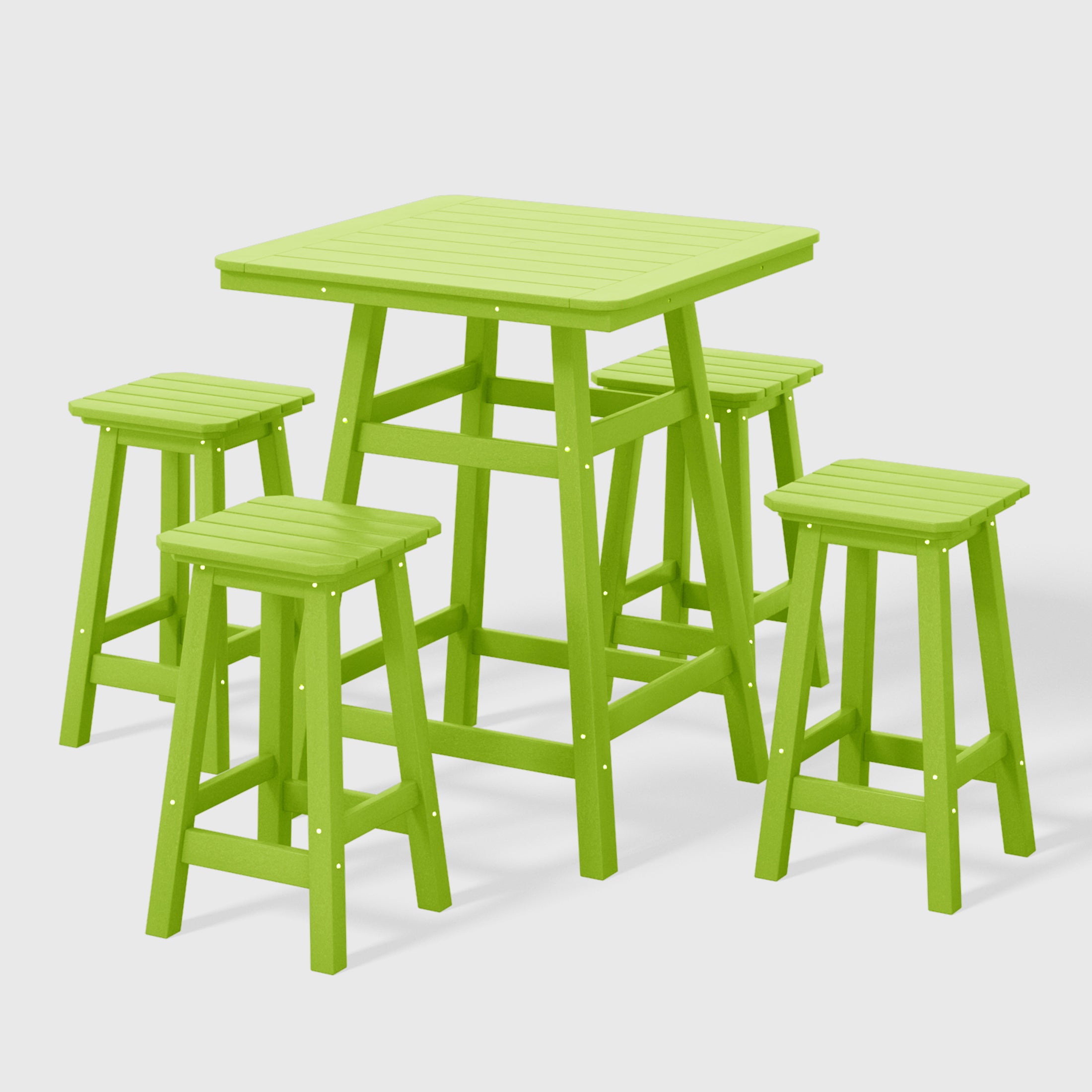Paradise 5-Piece HDPE Outdoor Patio Dining Bar Bistro Table Set with Counter High Bar Stool