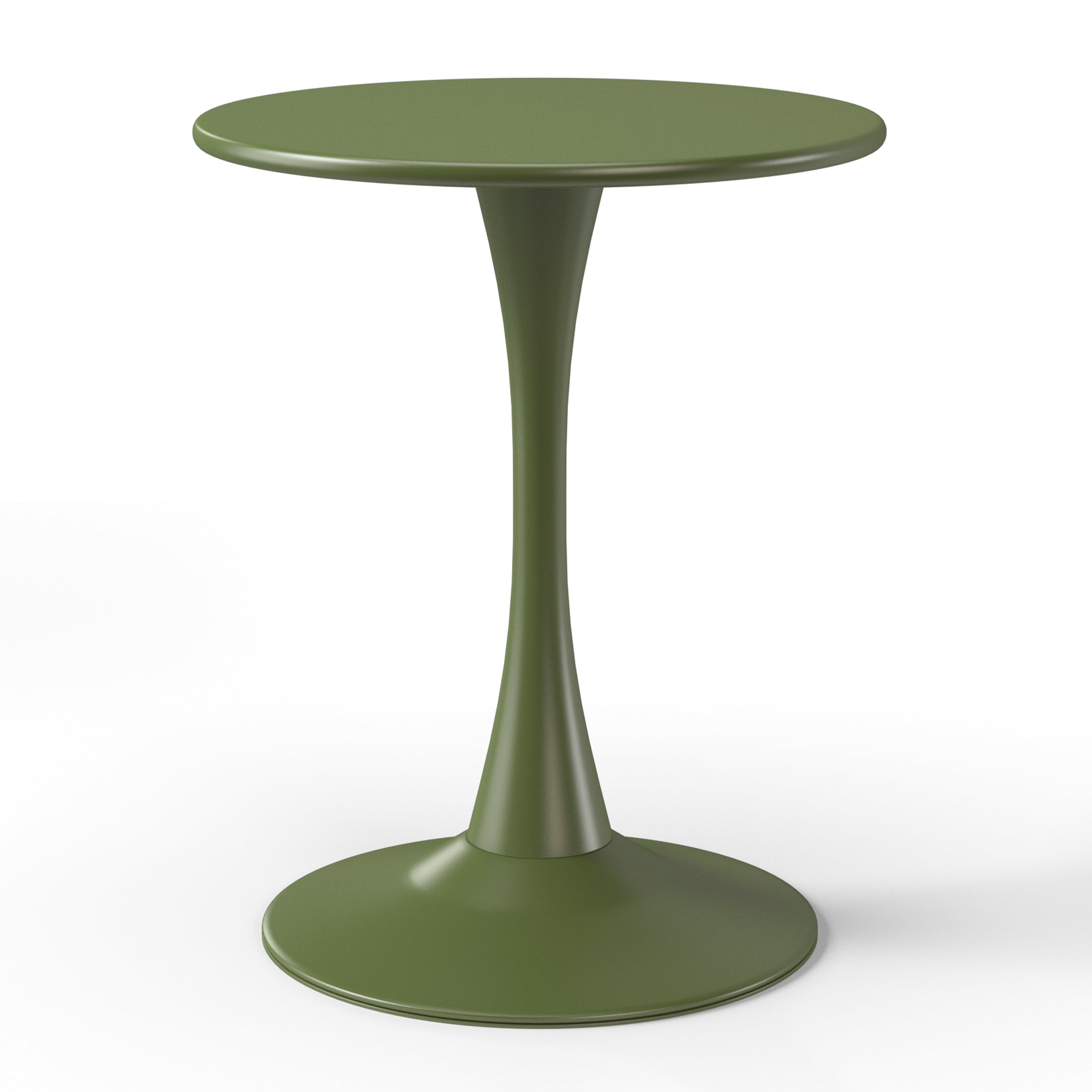 Sunshine 3-Piece Outdoor Round Metal Dining Table Set And Stackable Resin Patio Dining Side Chairs