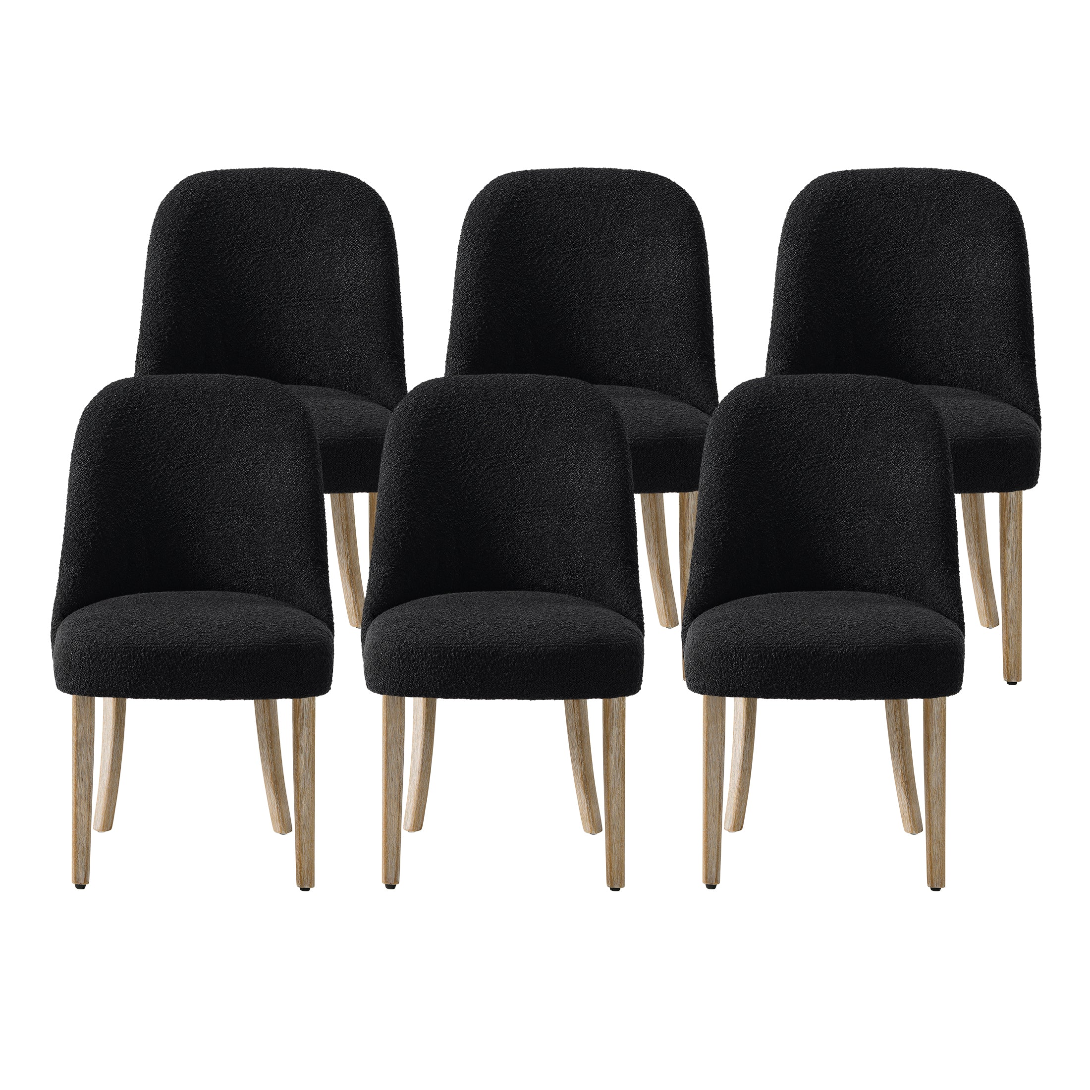 Amélie Mid-Century Modern Upholstered Boucle Dining Chair (Set of 6)