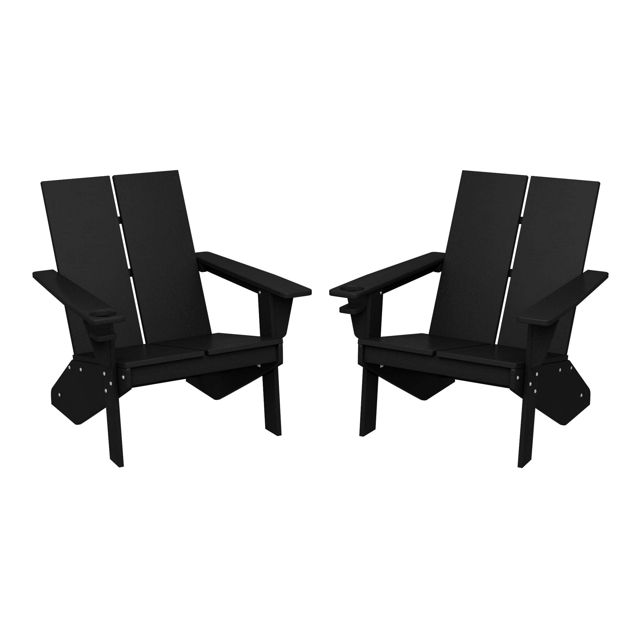 Seaview Outdoor HDPE Modern Adirondack Chair with Cup Holder (Set of 2)