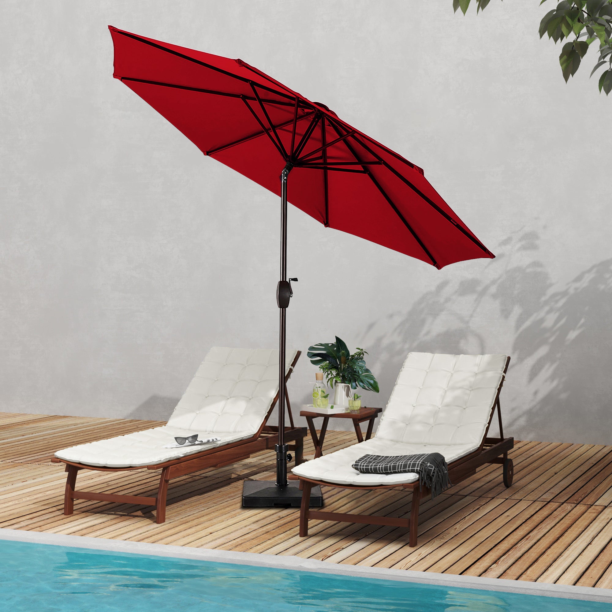 Cabana 9 ft. Patio Table Umbrella with 50 lbs concrete weight base kit