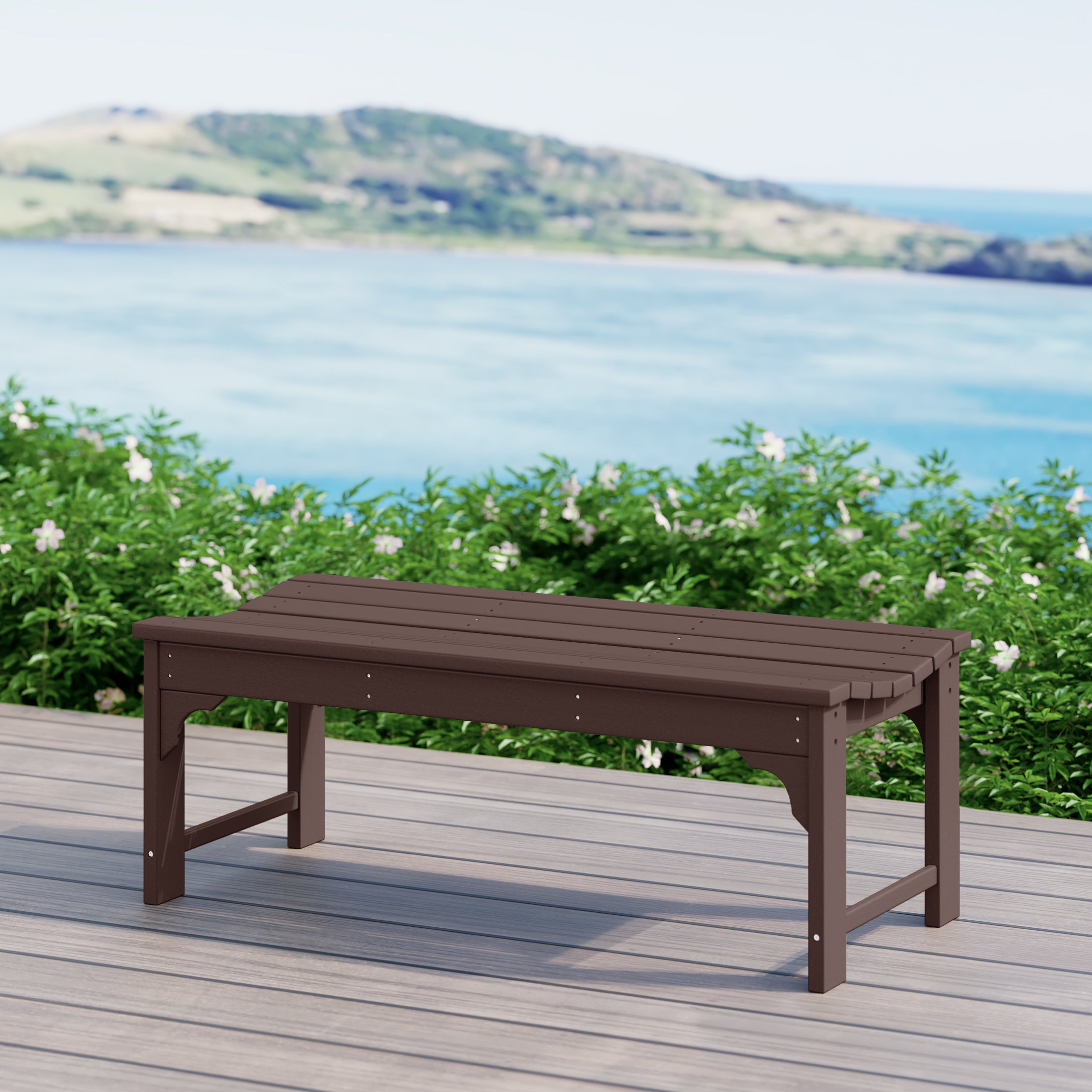 Paradise Plastic Patio Backless Outdoor Bench, Black