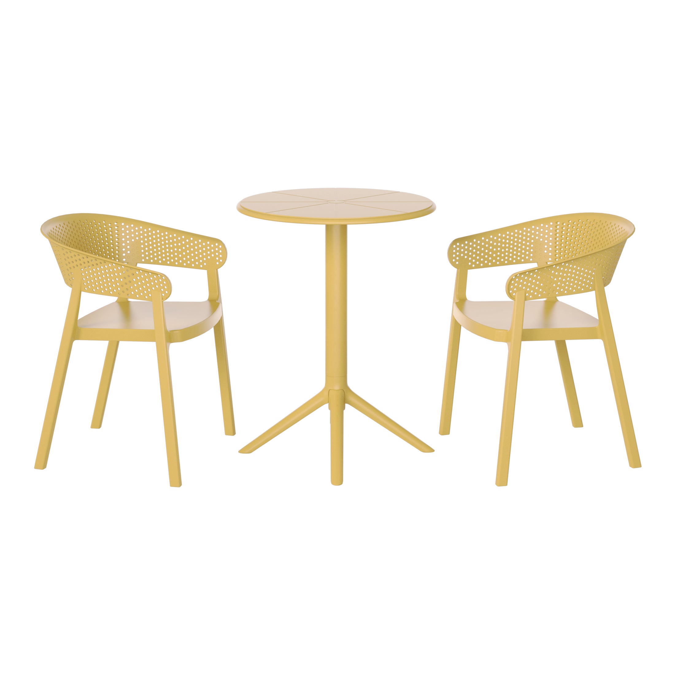 Sunshine 3-Piece Outdoor Resin Patio Bistro Table Set with Stackable Patio Dining Side Chairs