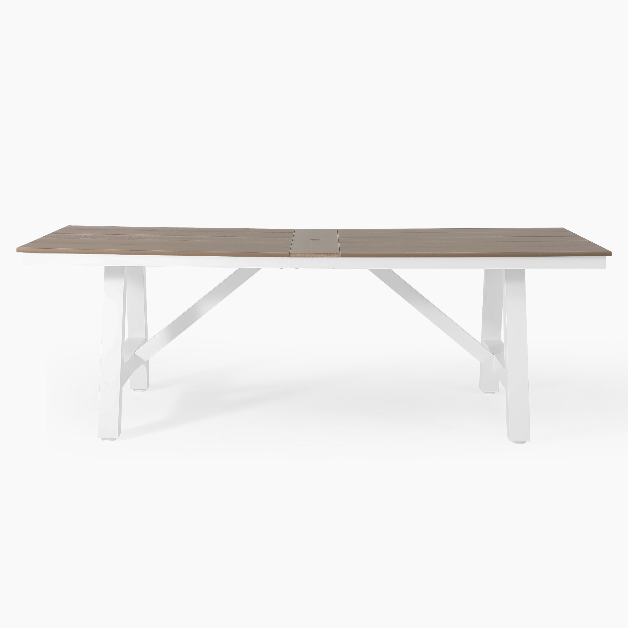 Stinson 90" HDPE Rectangle Outdoor Patio Dining Table With Umbrella Hole and Metal Frame