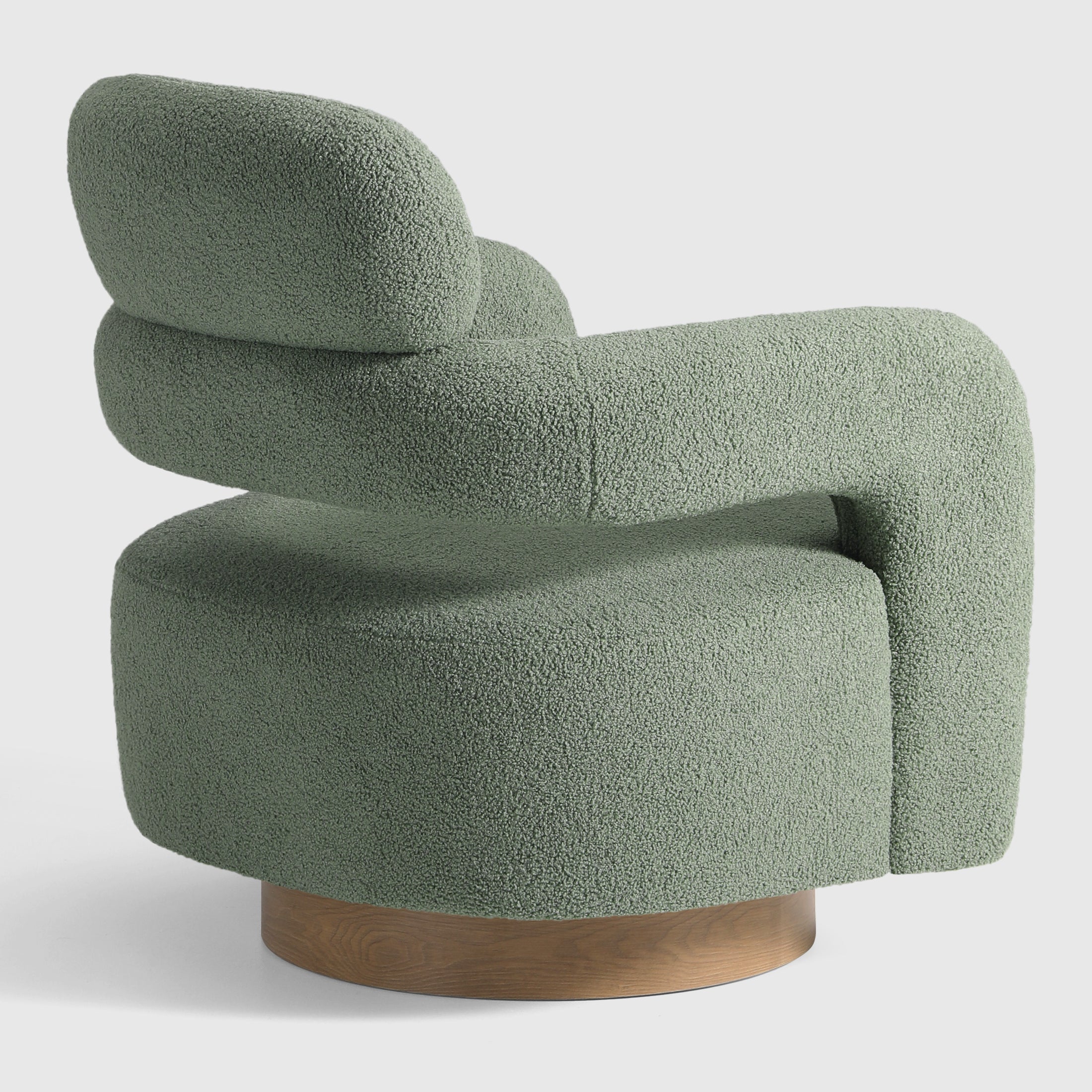 Celine Mid-Century Modern Sherpa Swivel Barrel Accent Chair