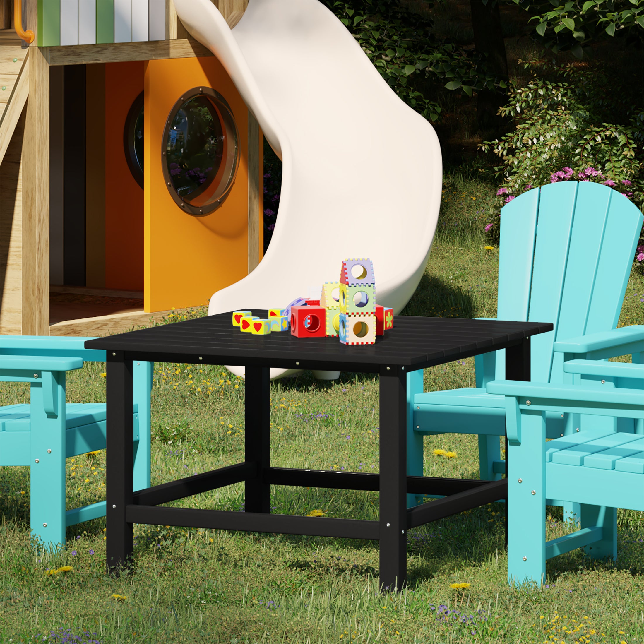 Paradise Kids Outdoor Patio Furniture HDPE Square Dining Table