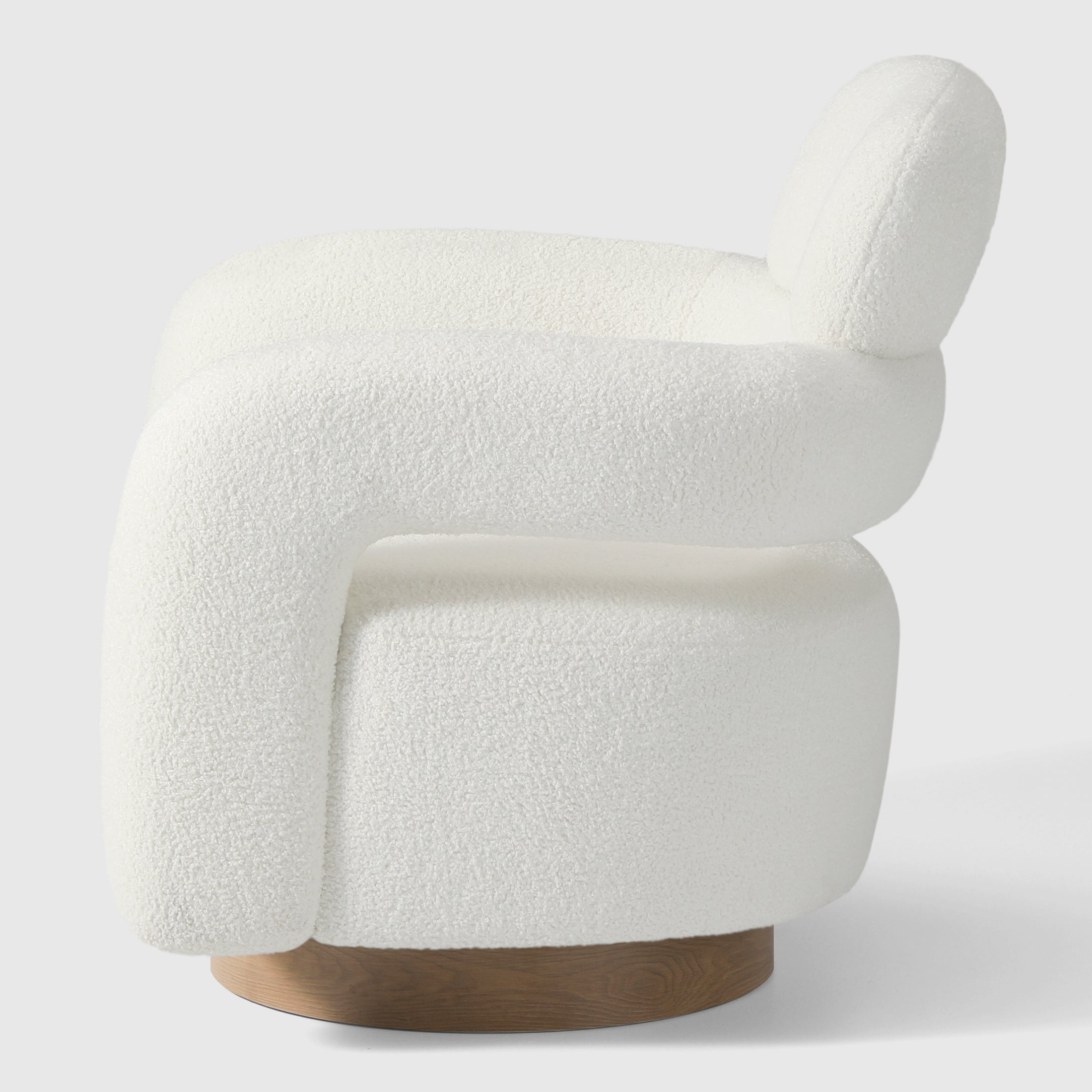 Celine Mid-Century Modern Sherpa Swivel Barrel Accent Chair With Storage Ottoman