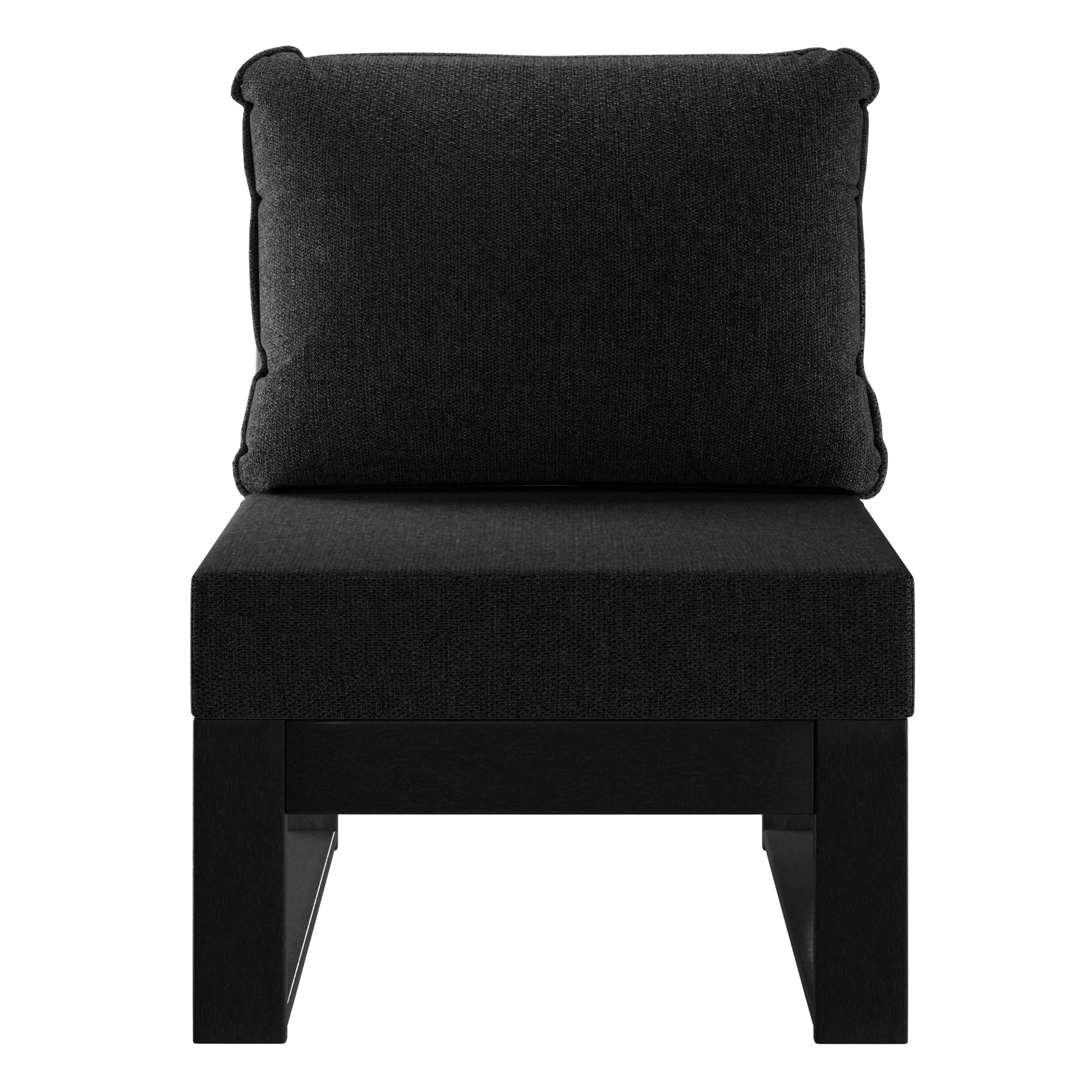Rockaway Outdoor HDPE Sectional Armless Chair with Water-Proof Patio Cushions