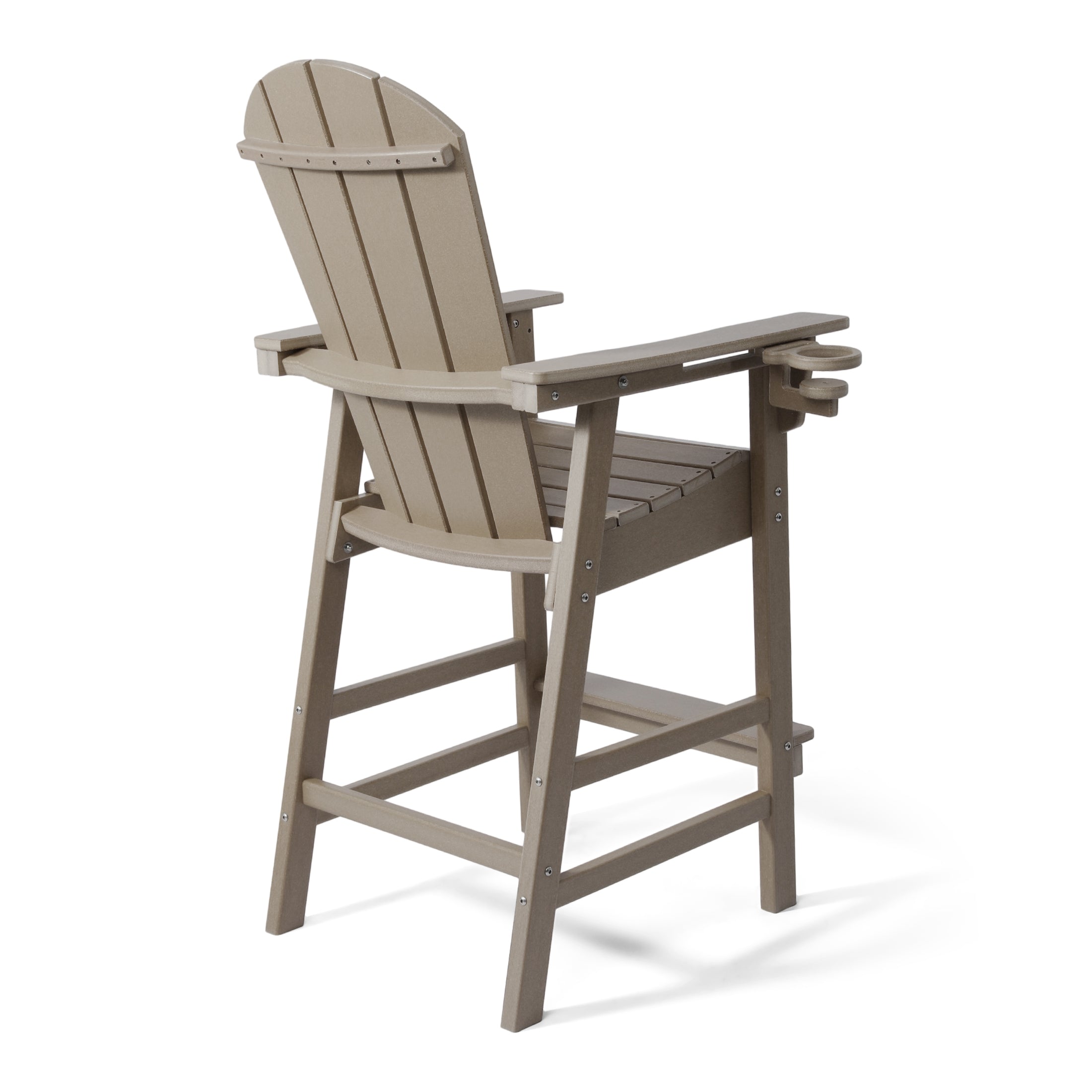 Paradise Outdoor HDPE Tall Adirondack Bar Height Chair With Cup Holder