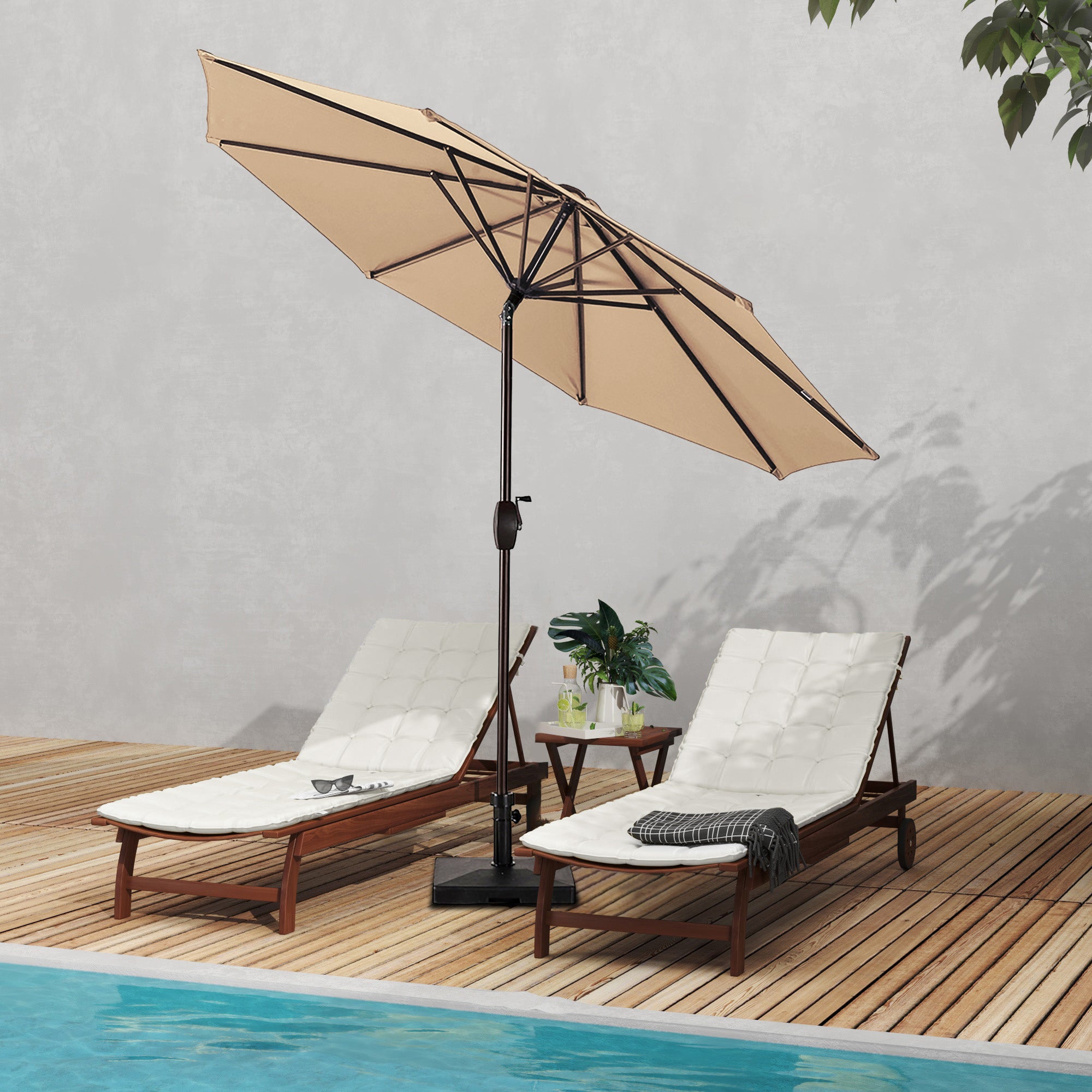 Cabana 9 ft. Patio Table Umbrella with 50 lbs concrete weight base kit