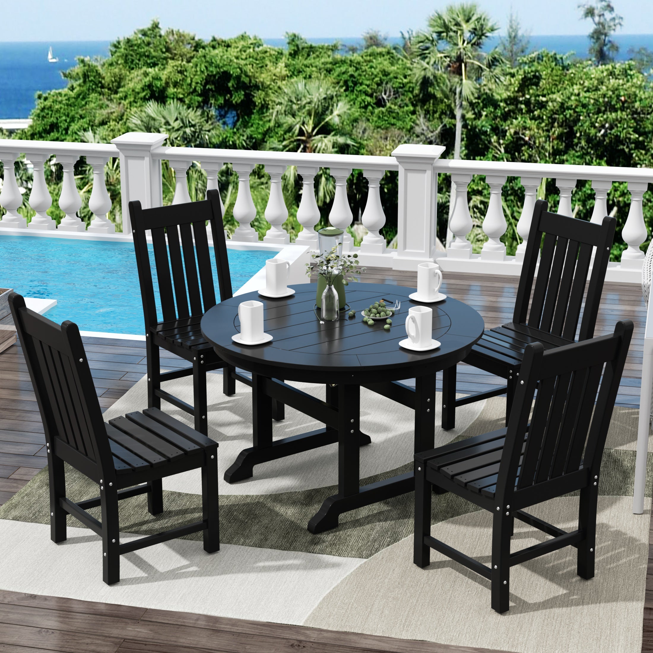 Paradise 5 Piece Outdoor Patio Dining Set Outdoor Round Table and Chair Set