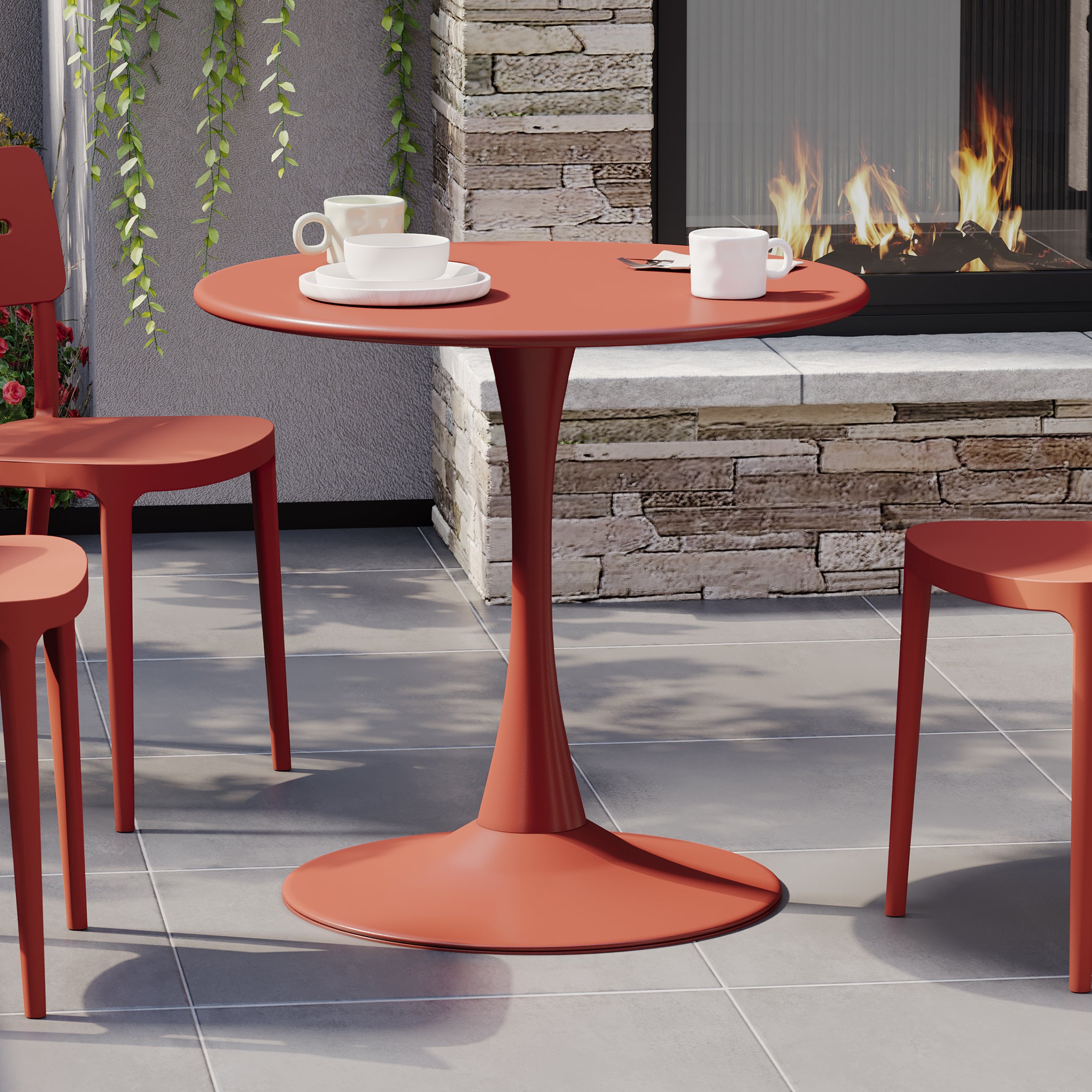 Sunshine 31.5" Round Outdoor Indoor Metal Cocktail Dining Table