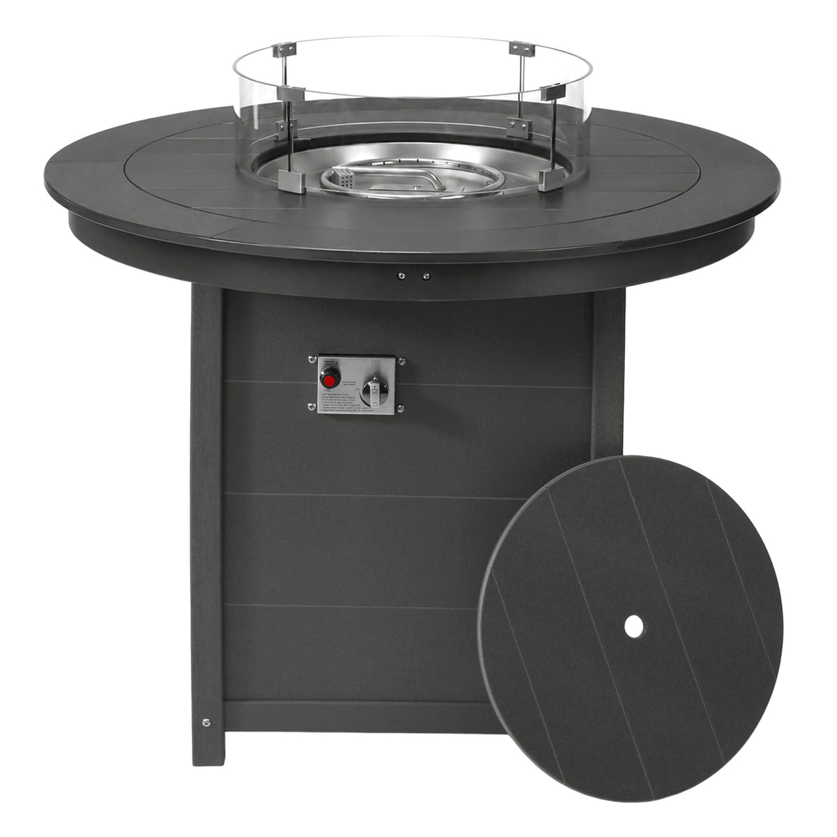Sol 47" Modern Outdoor Patio Propane Round Counter Height Fire Pit Table