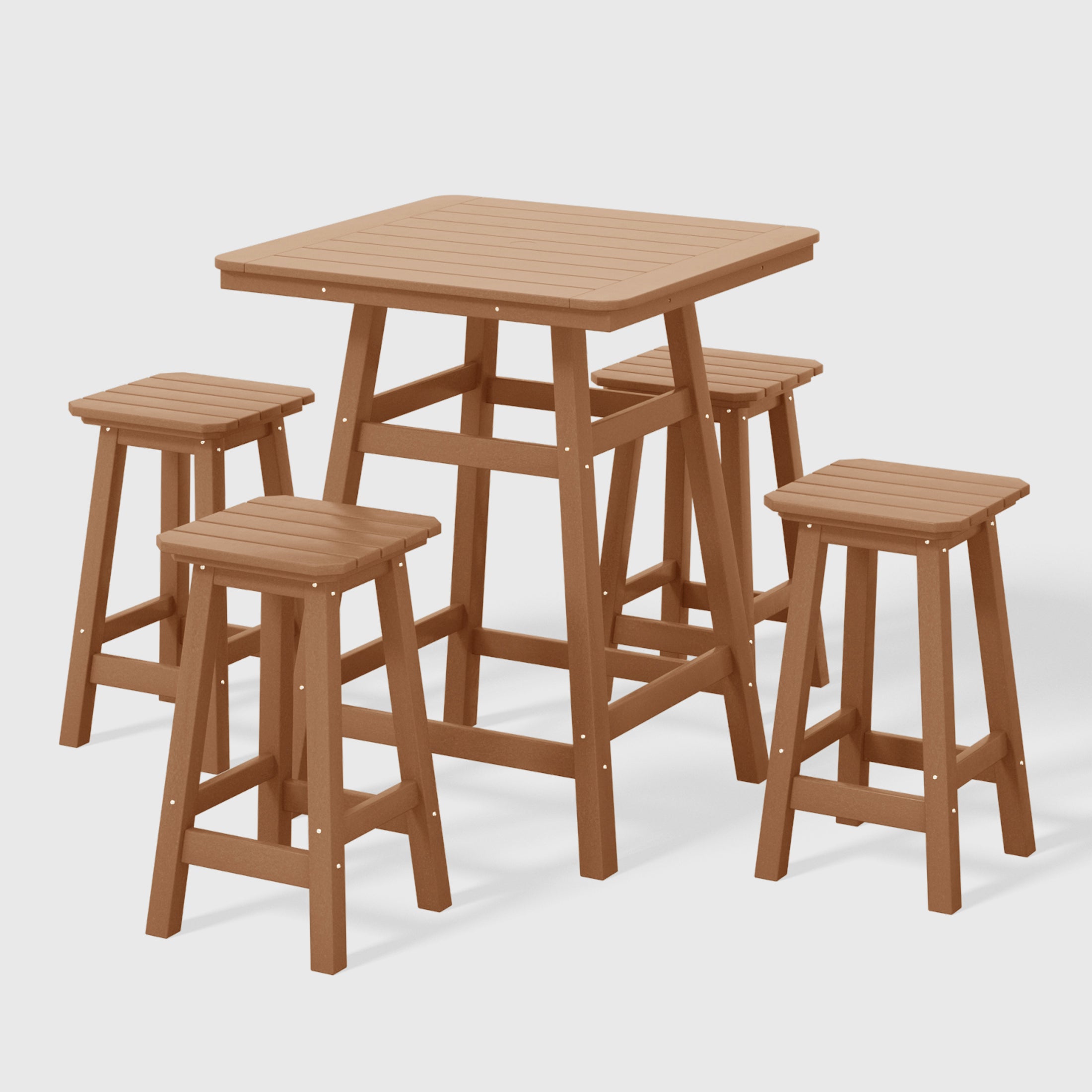 Paradise 5-Piece HDPE Outdoor Patio Dining Bar Bistro Table Set with Counter High Bar Stool