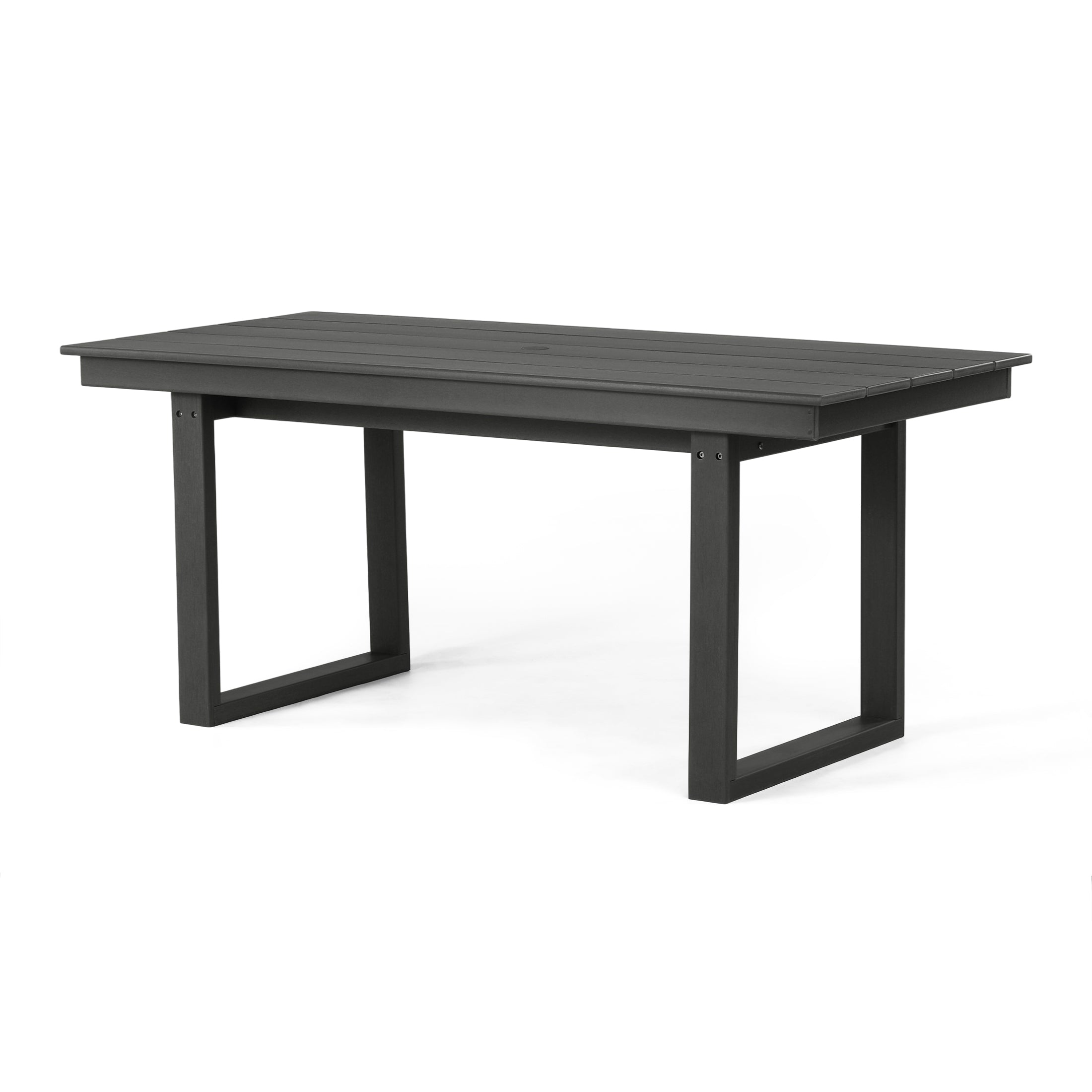 Cambria 7-Piece Modern HDPE Outdoor Patio Dining Table Set With Umbrella Hole
