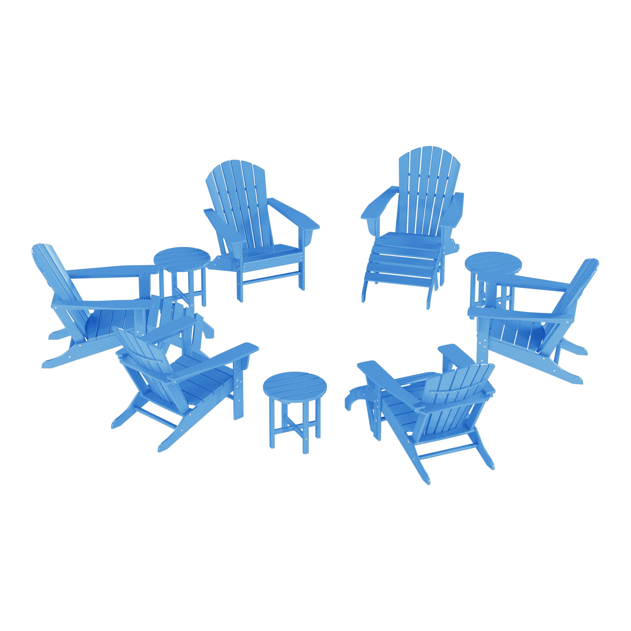 Portside 12 Piece Outdoor Adirondack Chair With Ottoman And Side Table