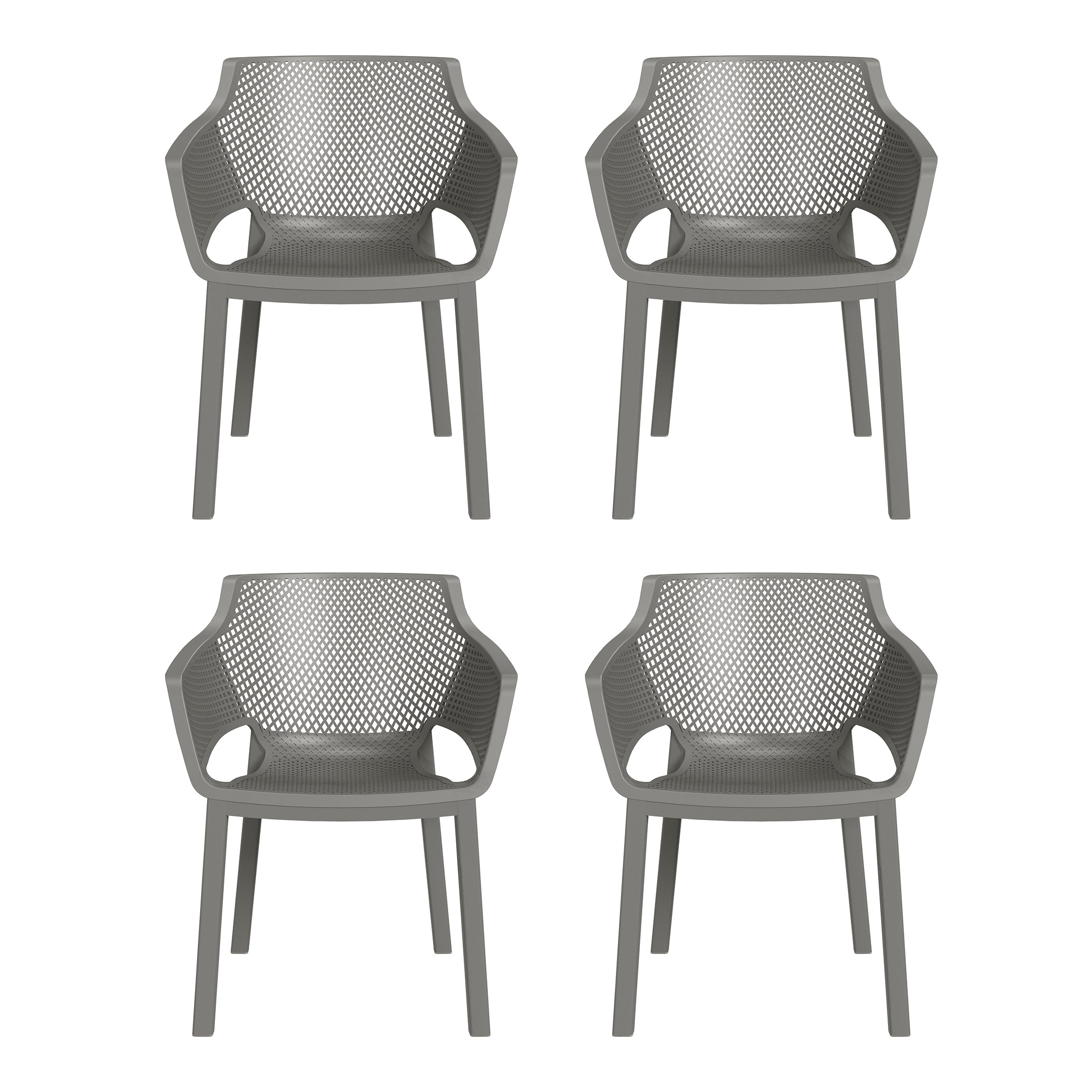 Sunshine Outdoor Modern Stackable Plastic Resin Patio Dining Armchair (Set of 4)