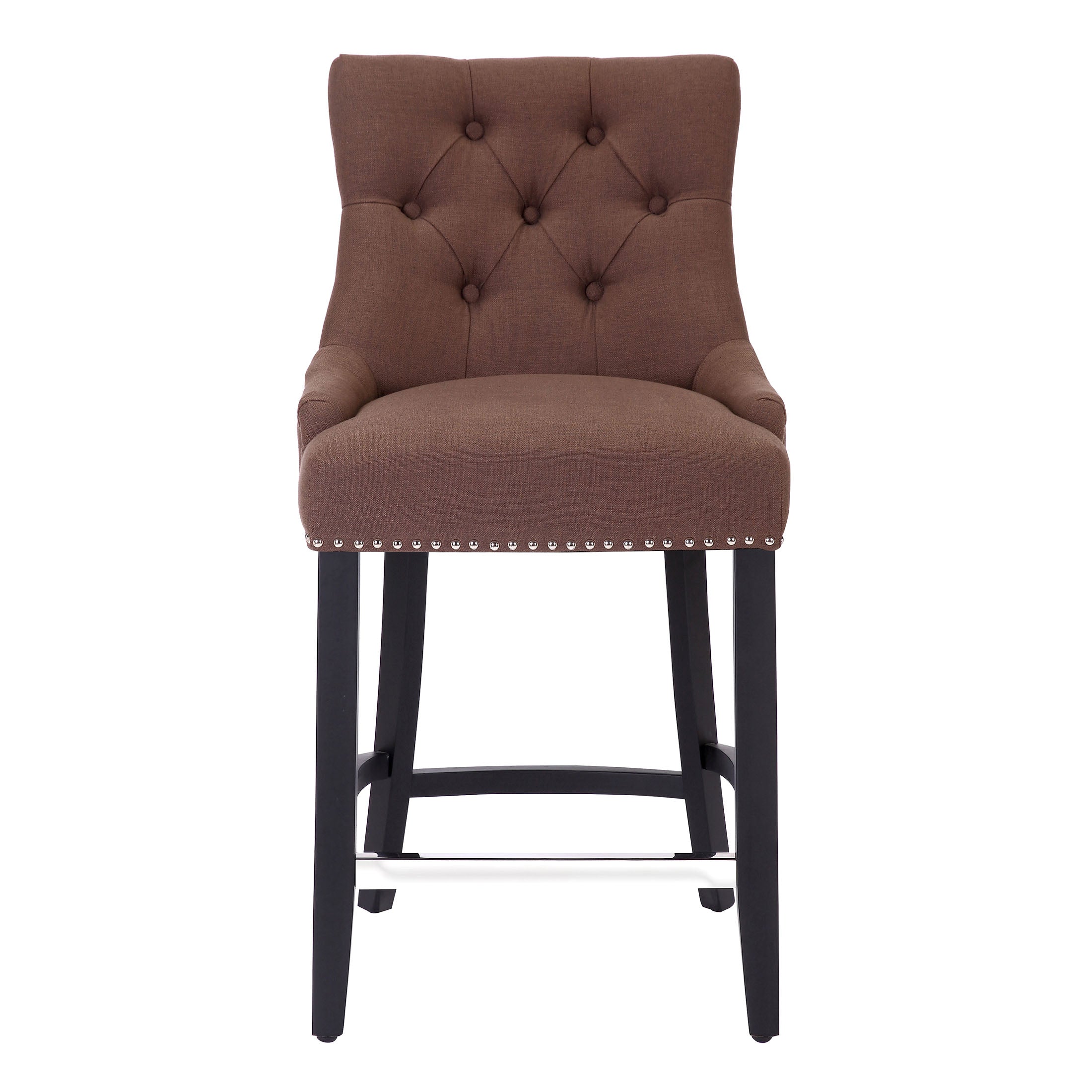 Bellmount 24" Upholstered Wood Counter Stool with Tufted Back