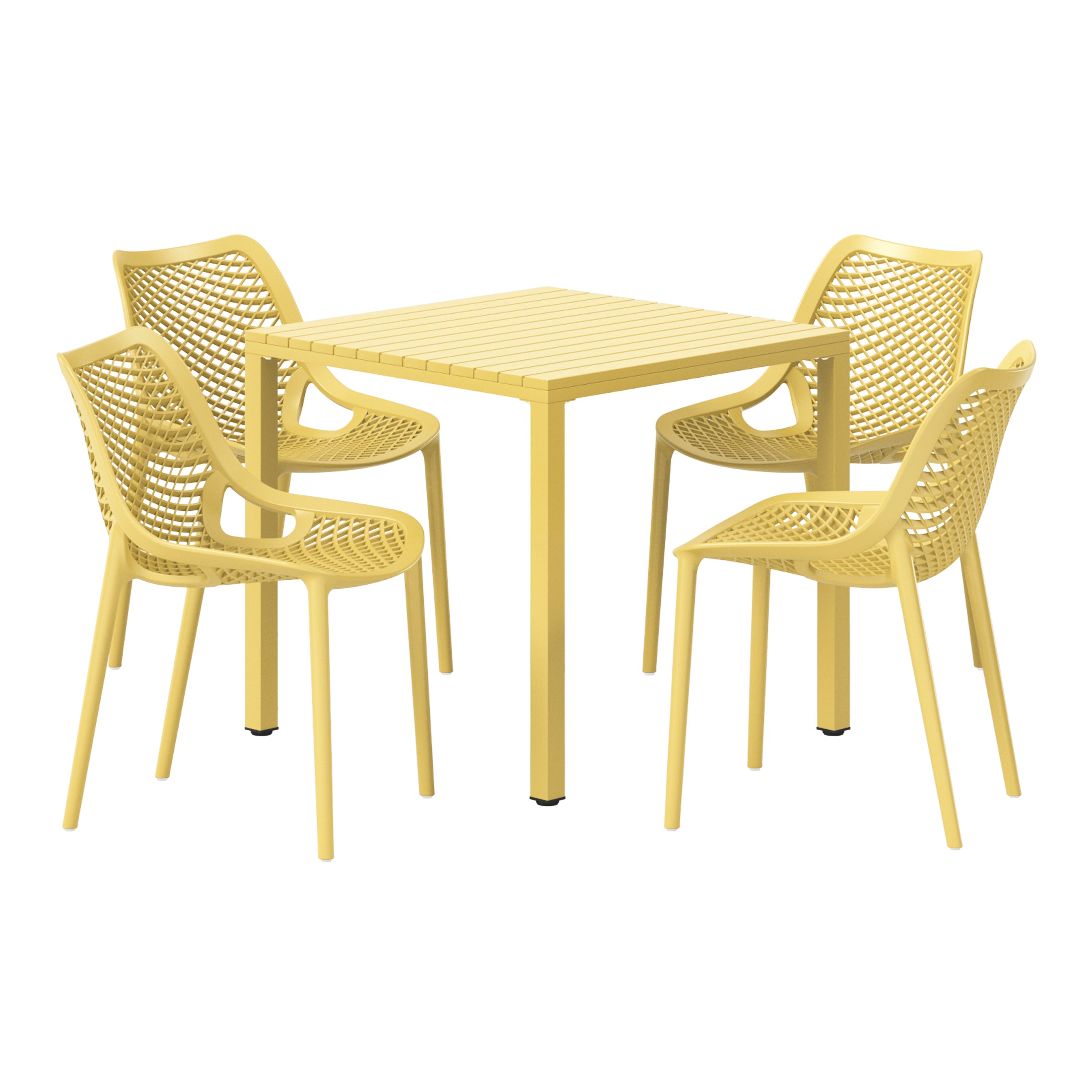 Sunshine 5-Piece Outdoor Patio Metal Frame Dining Table Set with Stackable Patio Dining Chairs