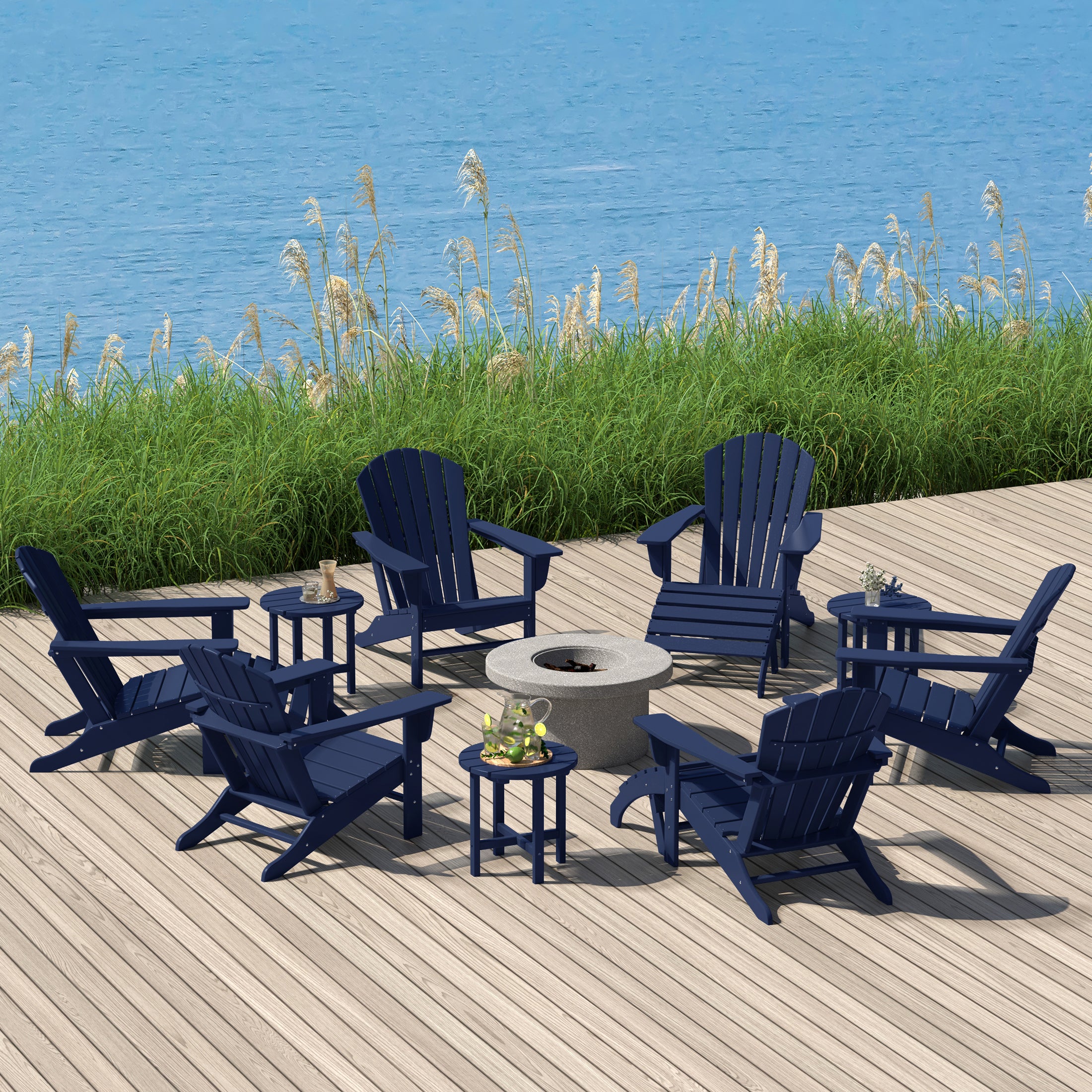 Portside 12 Piece Outdoor Adirondack Chair With Ottoman And Side Table