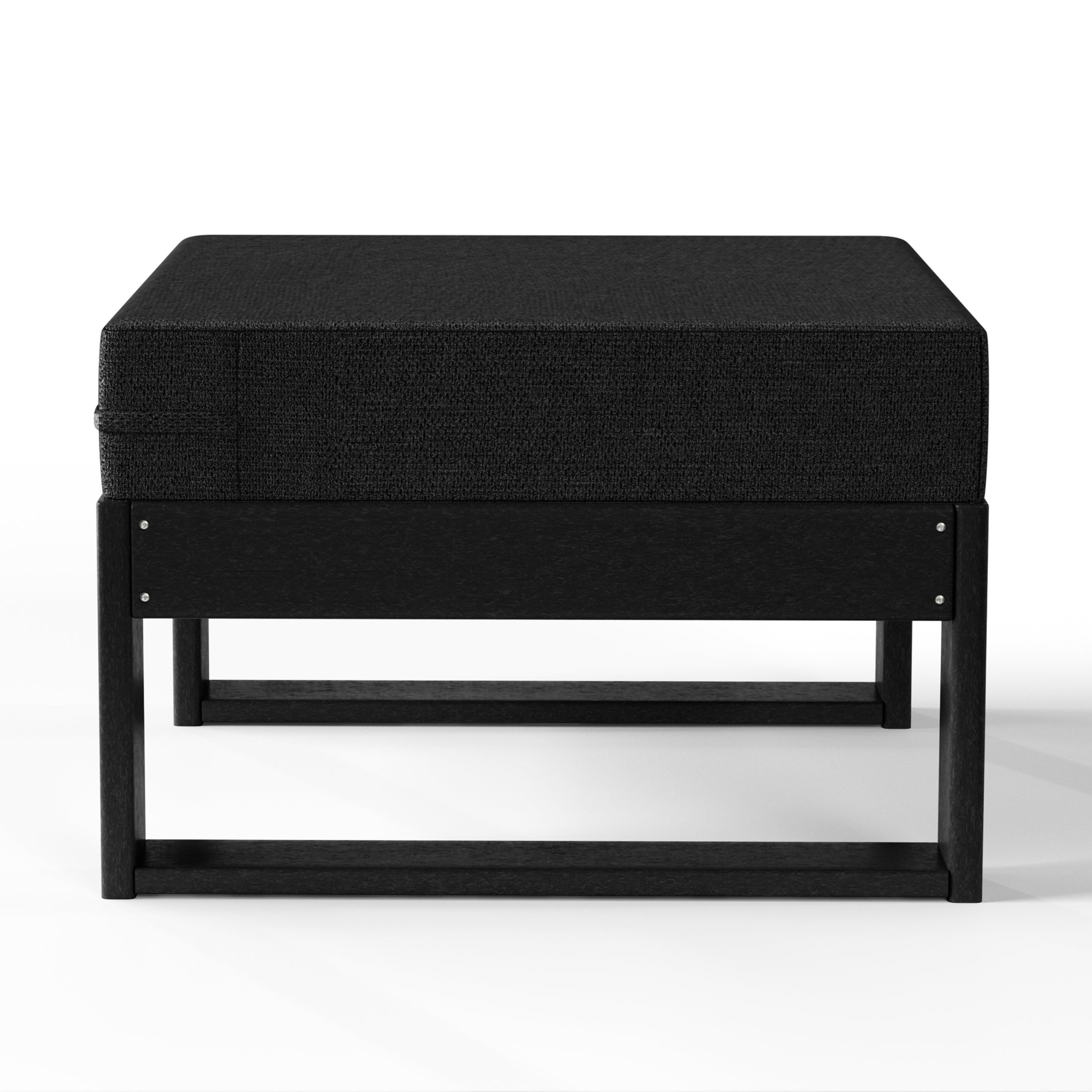Rockaway Outdoor HDPE Patio Ottoman with Waterproof Olefin Cushions