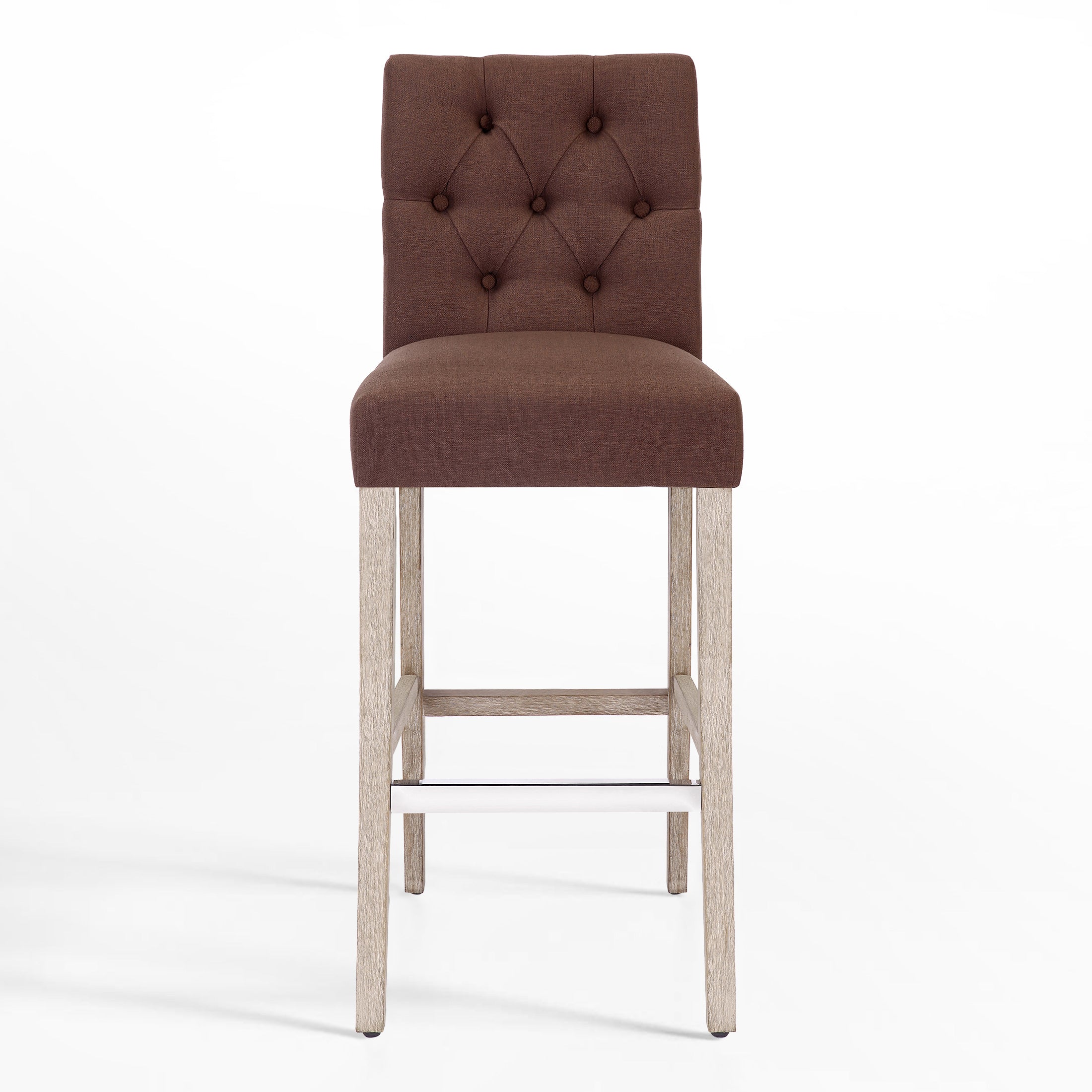 Bellmount 29" Linen Fabric Tufted Bar Stool,Antique Gray