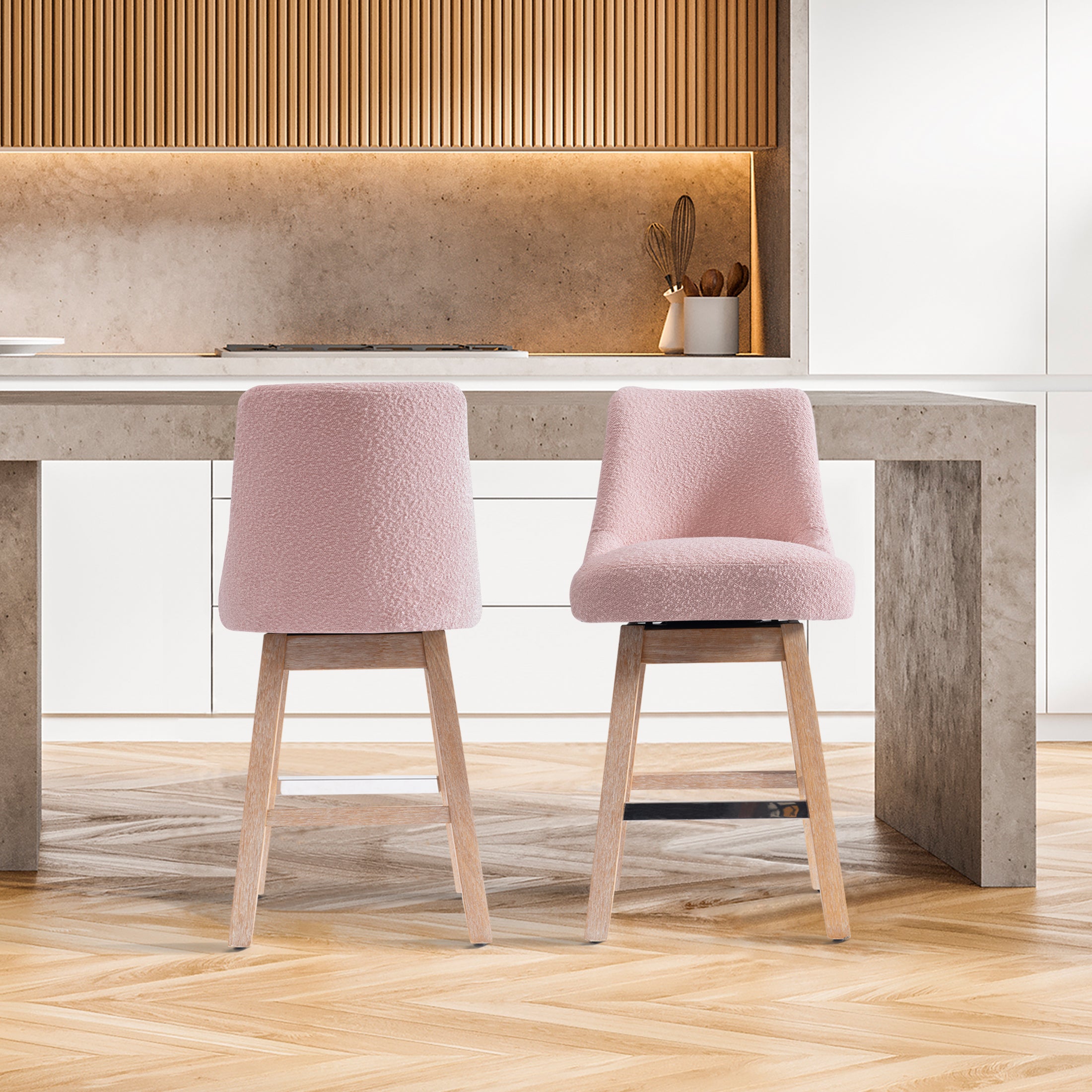 Amélie 26" Upholstered Swivel Counter Height Bar Stools (Set of 2)