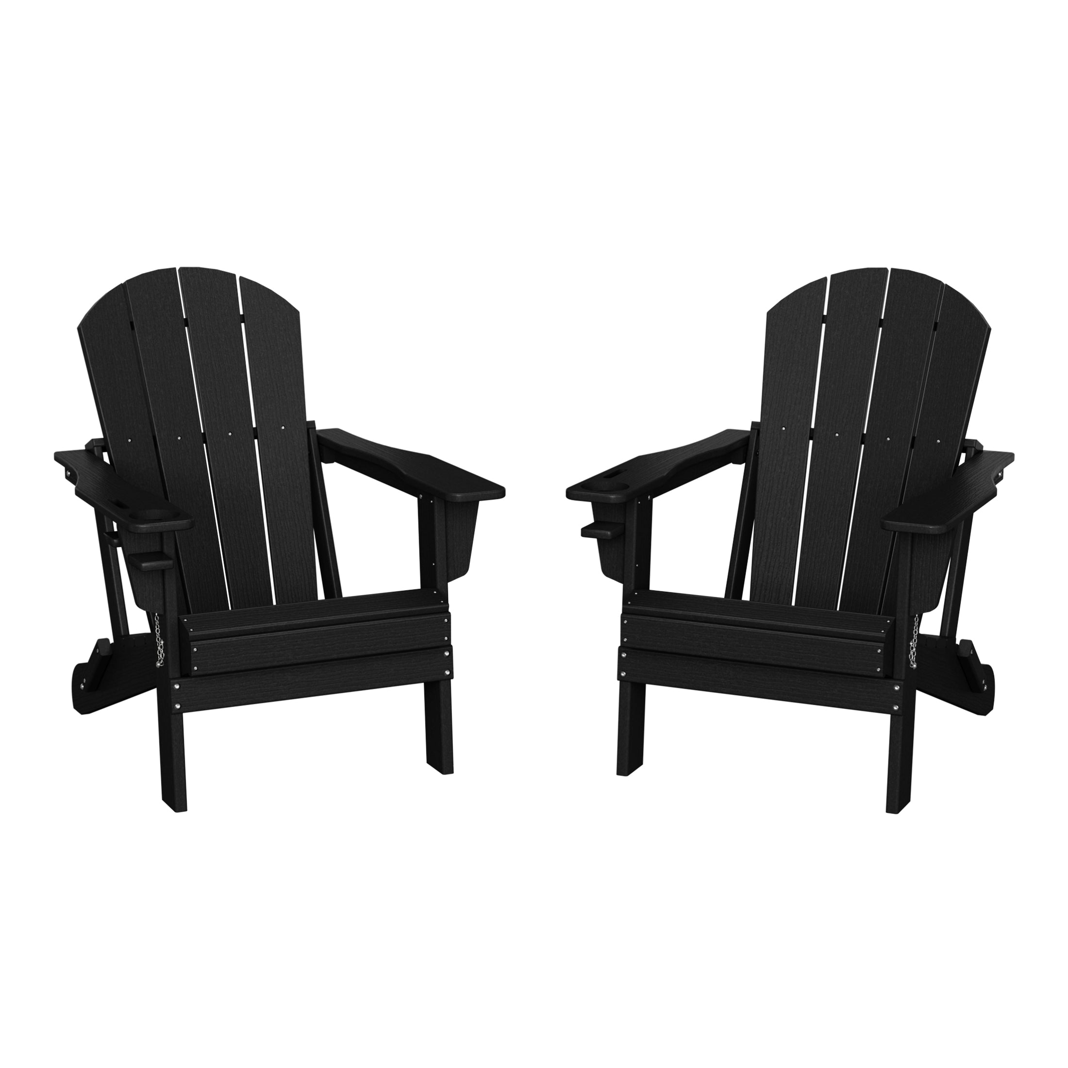 Rockport Outdoor Patio HDPE Resin Folding Adirondack Chairs With Cup Holder and Phone Holder (Set of Two)