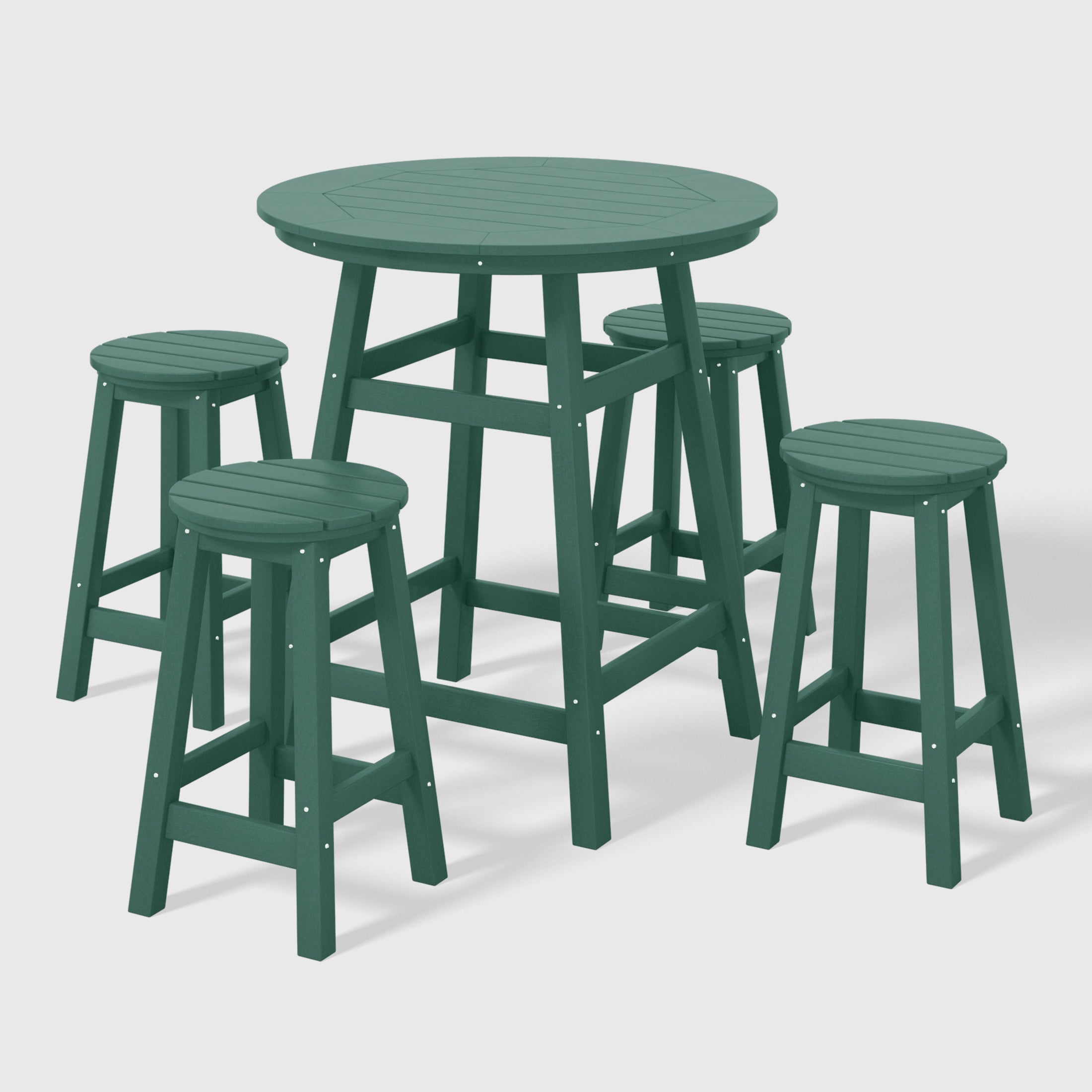 Paradise 5-Piece HDPE Outdoor Patio Dining Bar Bistro Table Set with Counter High Round Bar Stools
