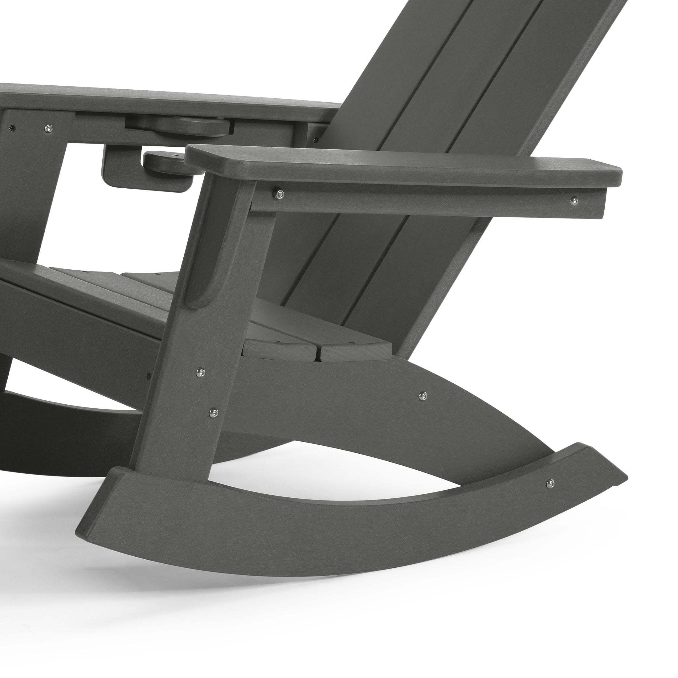 Palms 3-Piece Kids Modern Rocking Chair With Cup Holder and Square Side Table Set