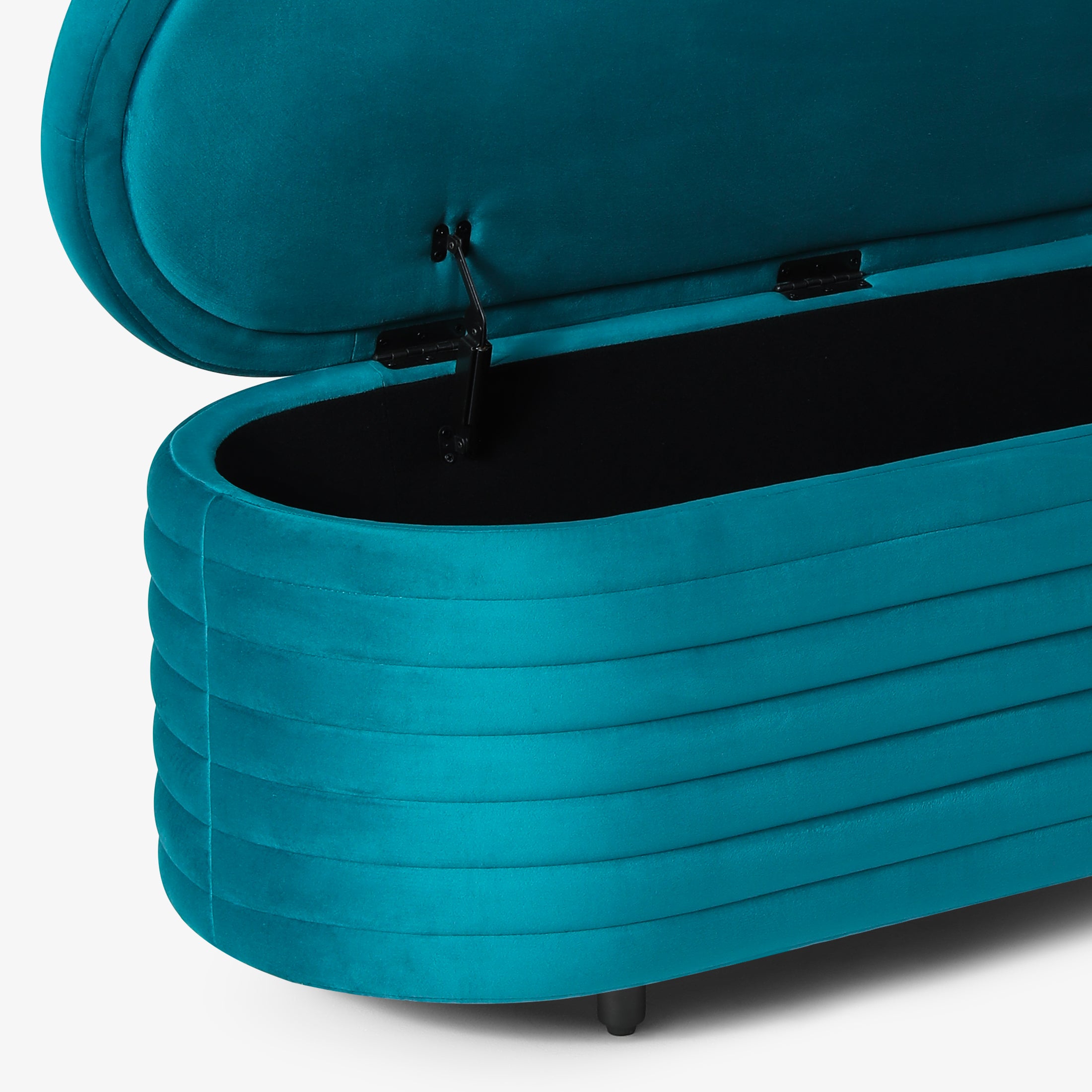 Alaia 54" Wide Mid-Century Modern Upholstered Velvet Tufted Oval Storage Ottoman Bench