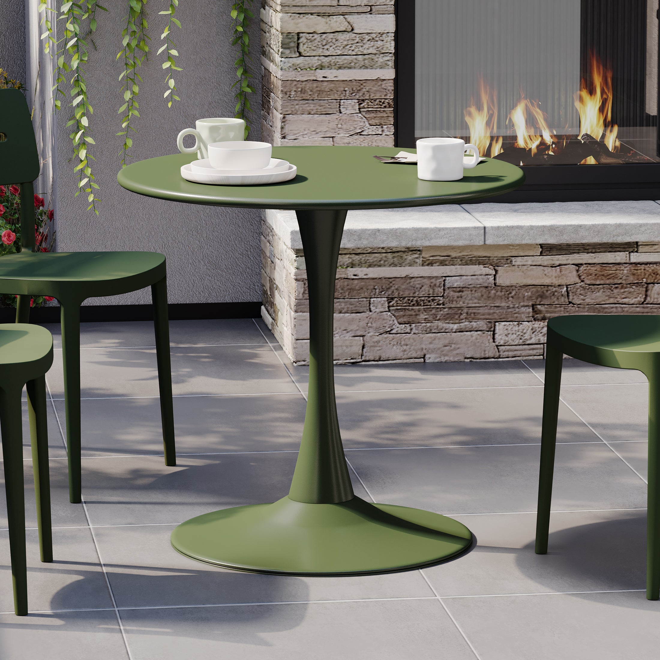 Sunshine 31.5" Round Outdoor Indoor Metal Cocktail Dining Table