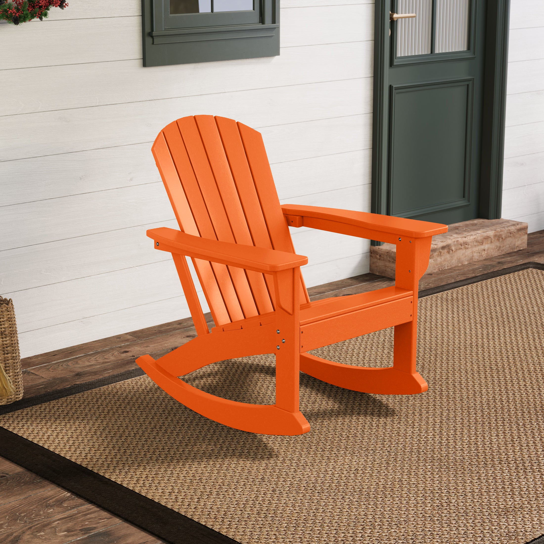 Portside Outdoor Patio Poly Plastic Adirondack Rocking Chair