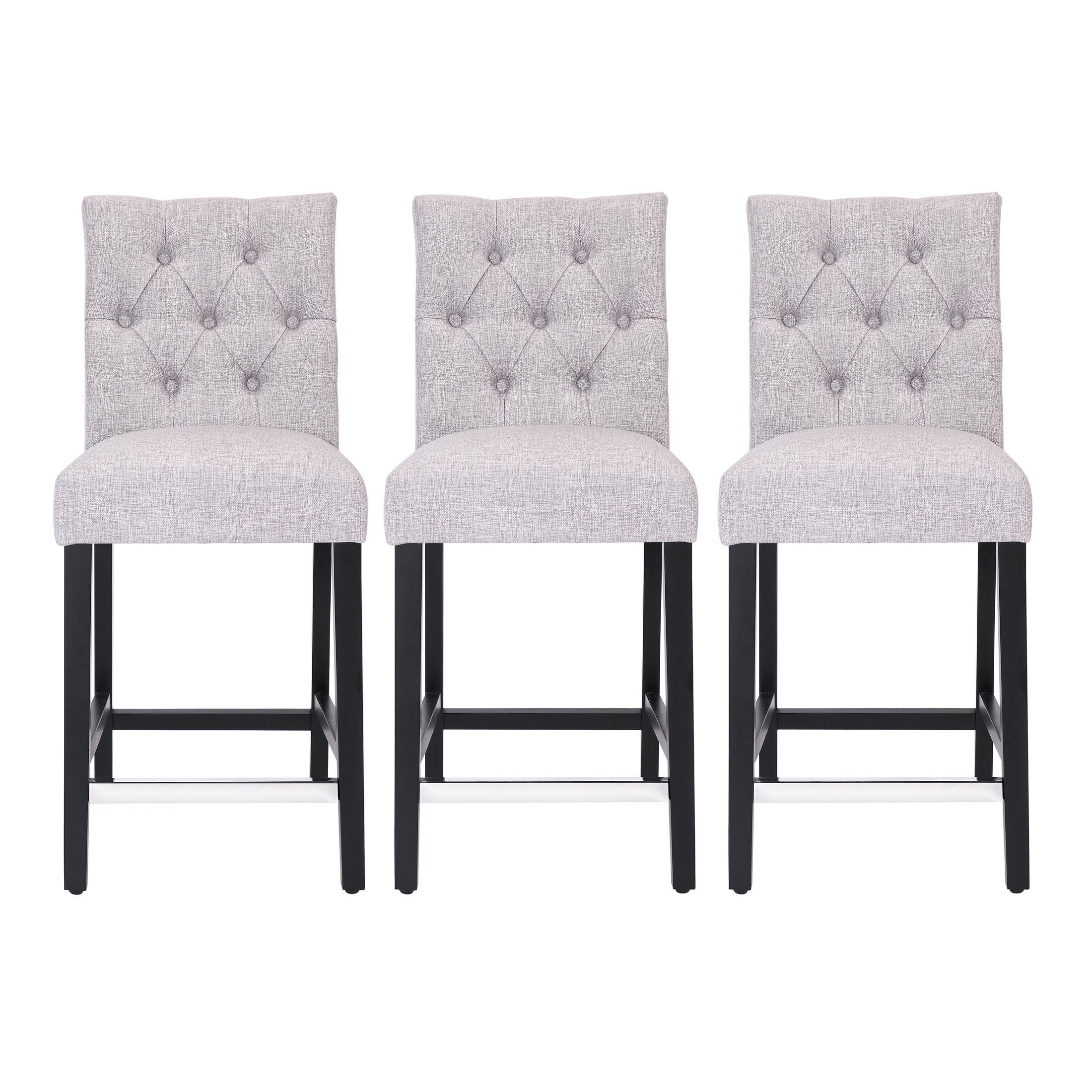 Bellmount 24" Upholstered Wood Counter Stool with Tufted Back (Set of 3)