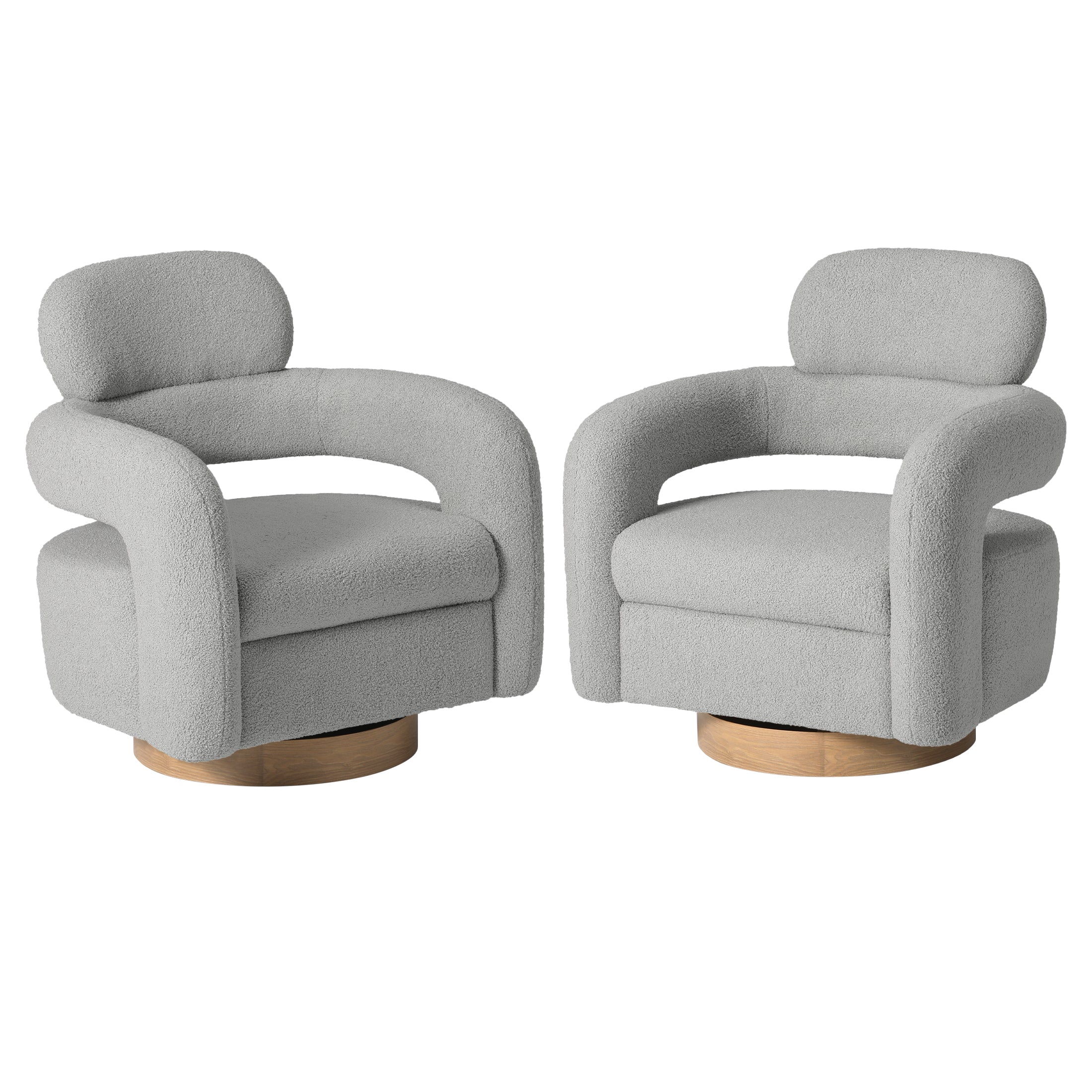 Celine Mid-Century Modern Sherpa Swivel Barrel Accent Chair (Set of 2)