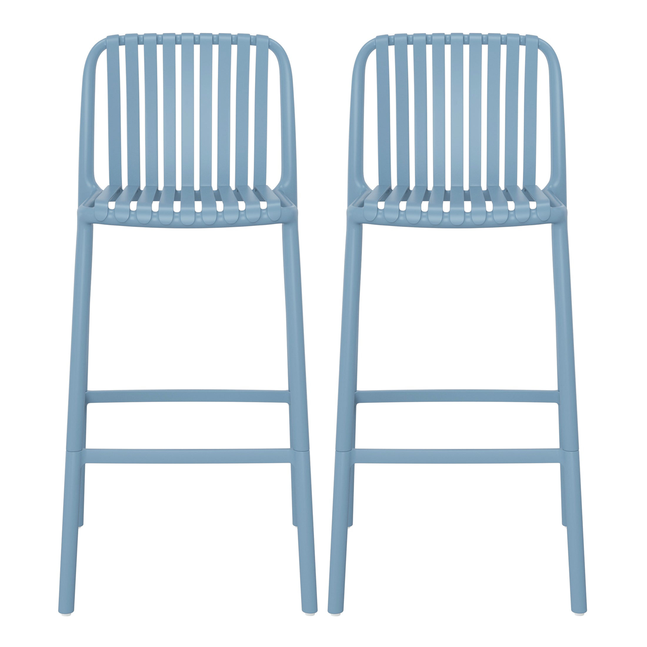 Sunshine 29.5" Outdoor Modern Polypropylene Plastic Patio Bar Height Stools (Set of 2)