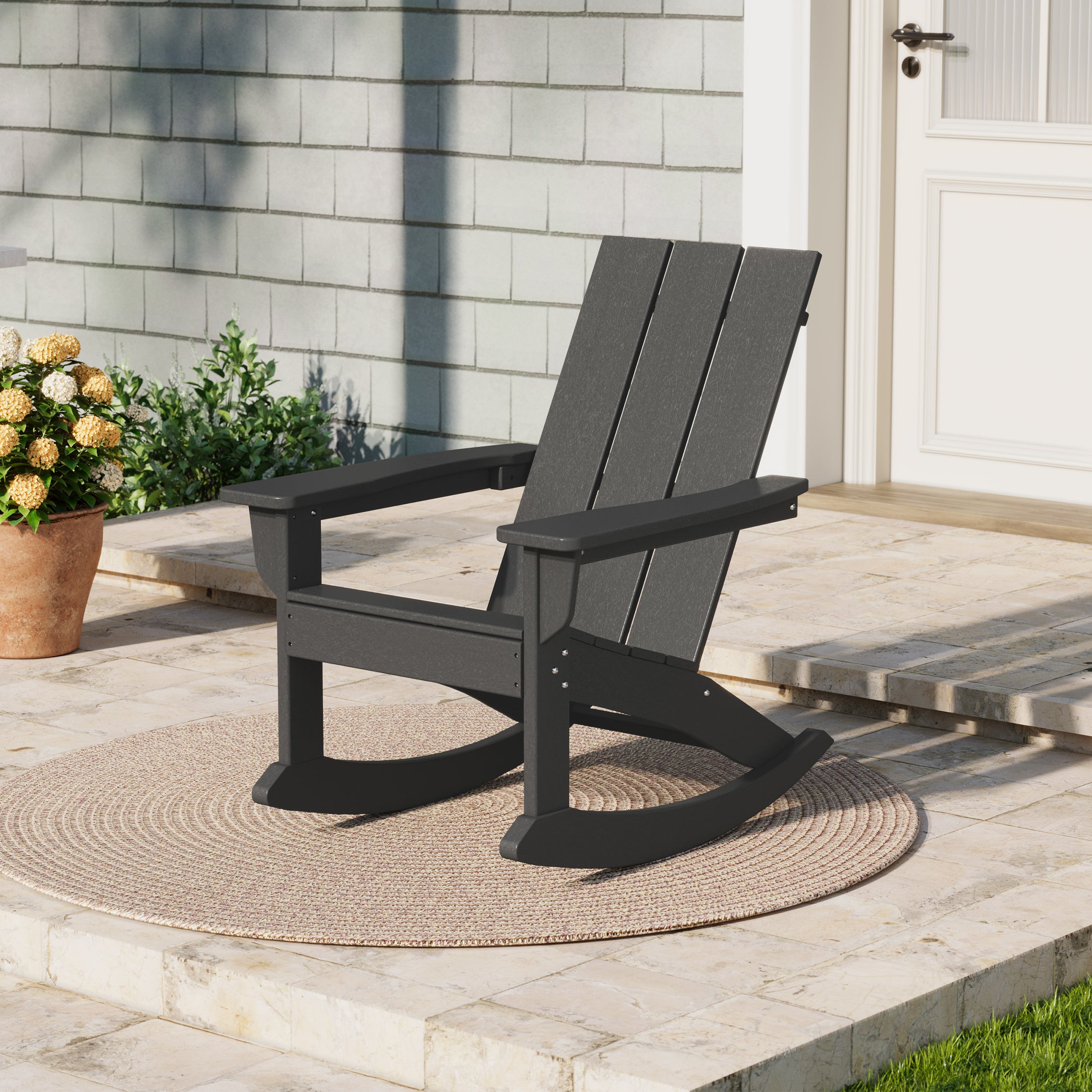 Palms Outdoor Patio Modern Adirondack Rocking Chair