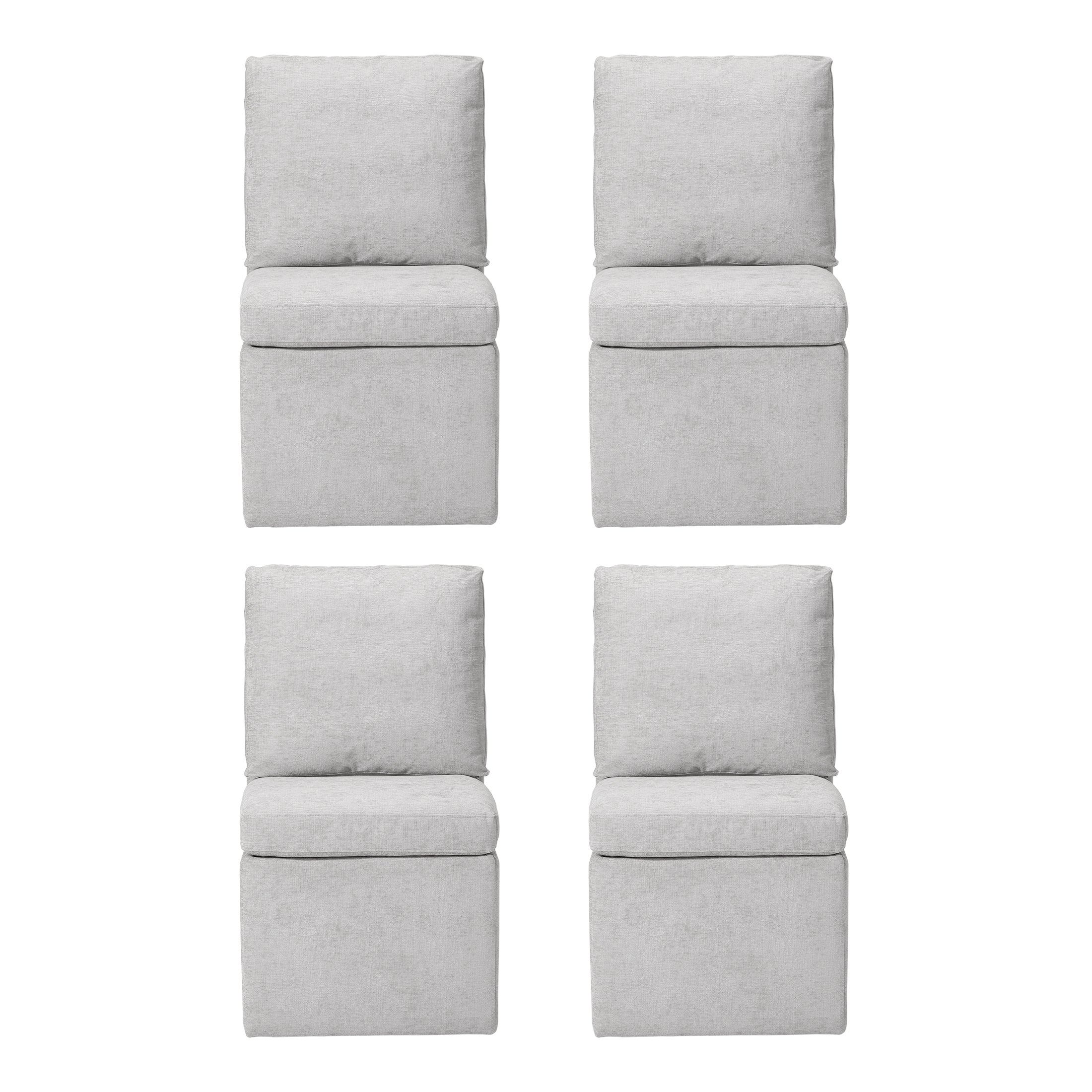 Danburry Modern Upholstered Chenille Armless Dining Chairs With Casters (Set of 4)