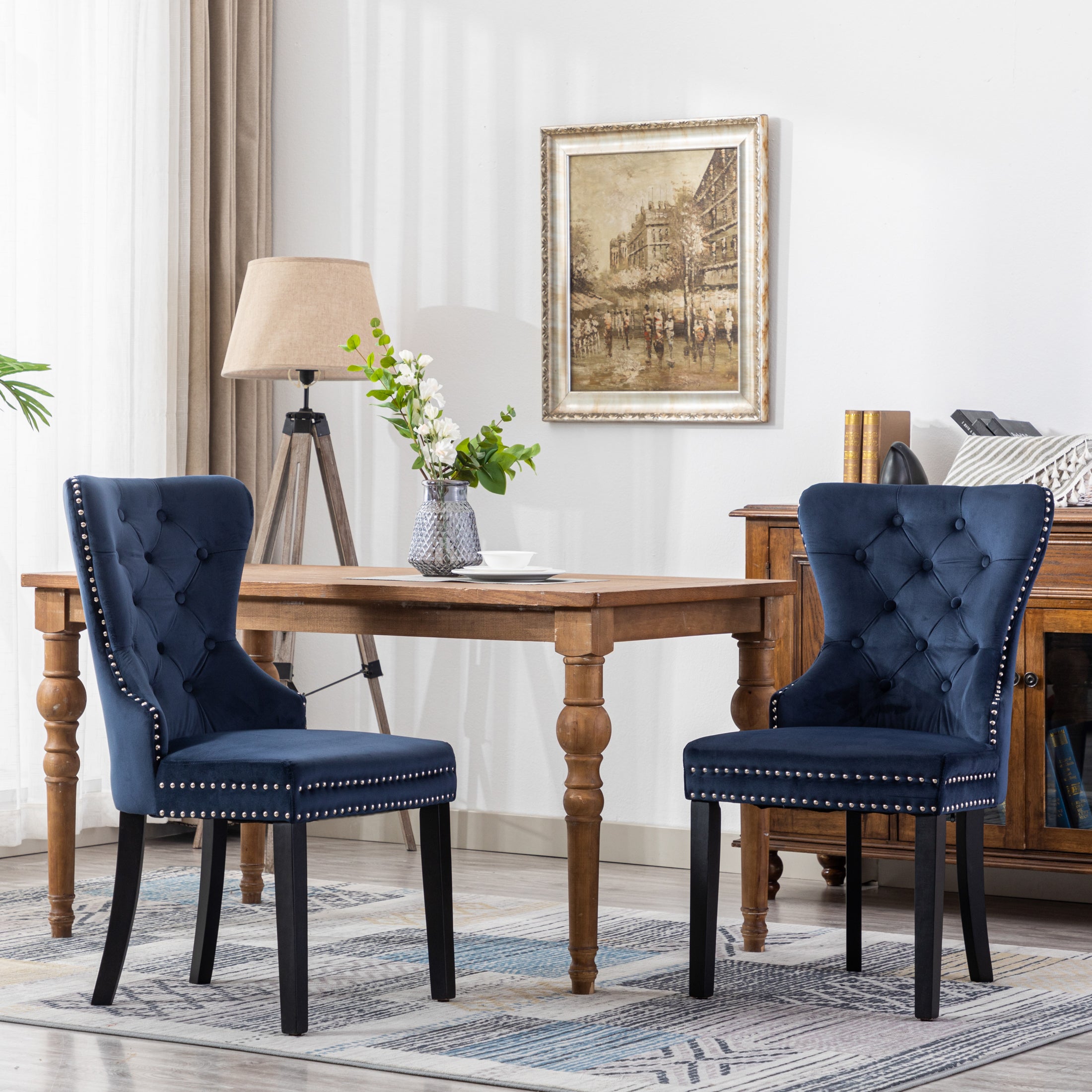 Hank Velvet Upholstered Tufted Dining Chairs (Set of 2)