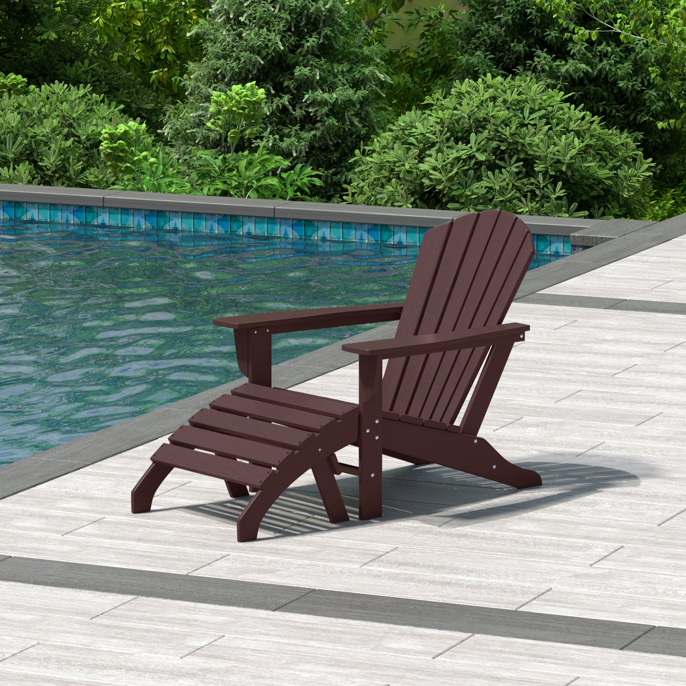 Portside Outdoor Adirondack Chair With Ottoman 2-Piece Set
