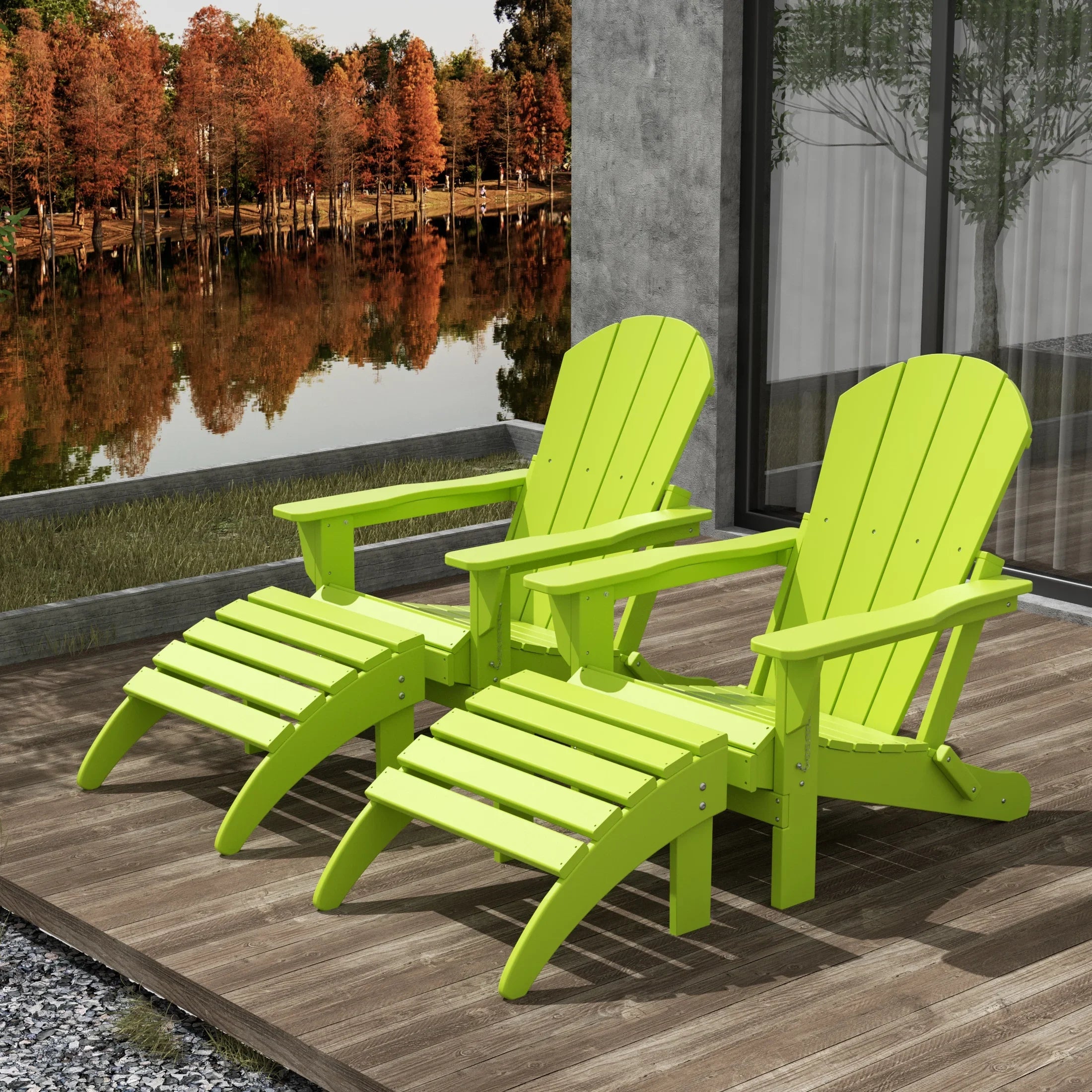 PARADISE 4-Piece Outdoor Patio Adirondack Chairs with Matching