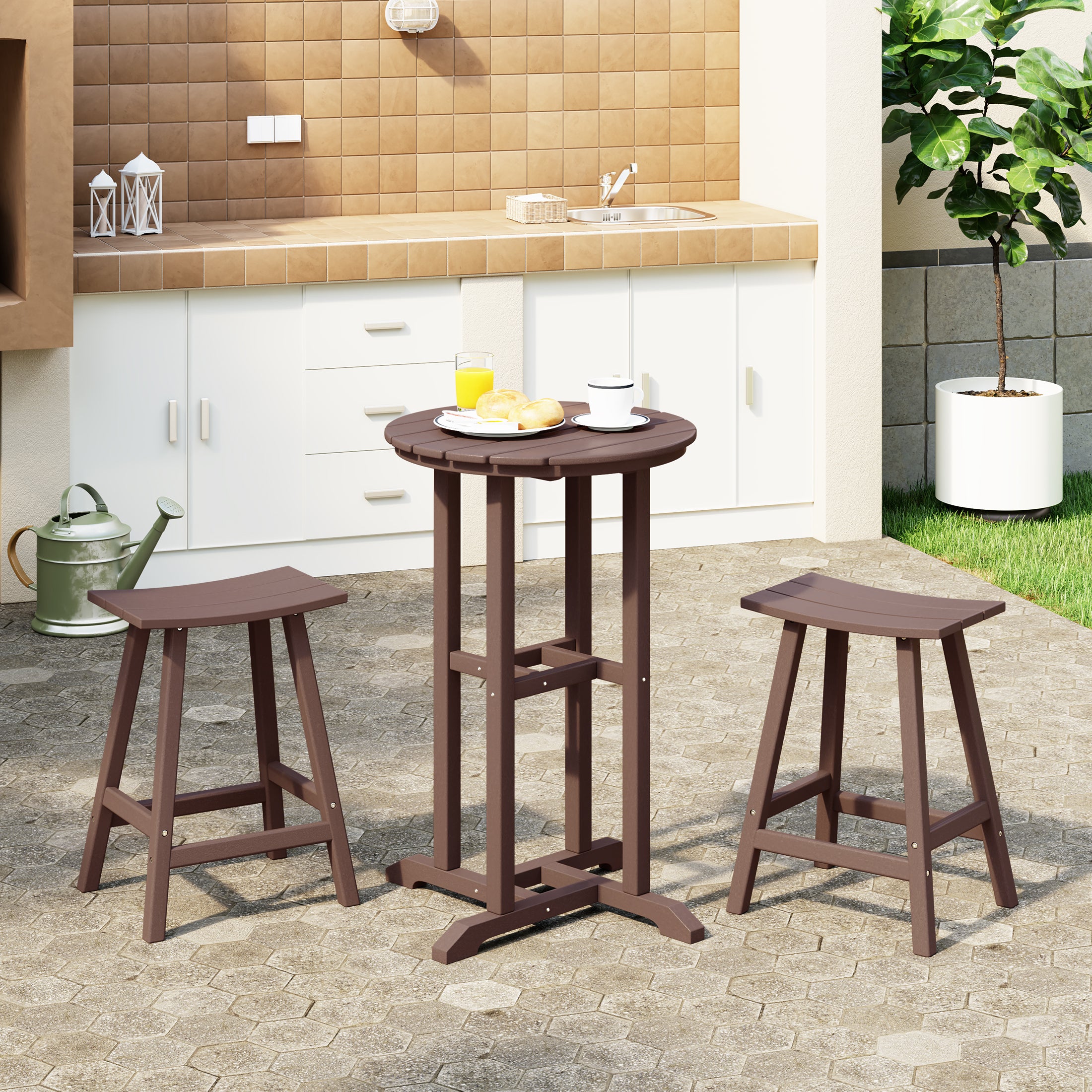 Paradise Outdoor Patio Counter Height Bar Stools Bistro Bar Table Set