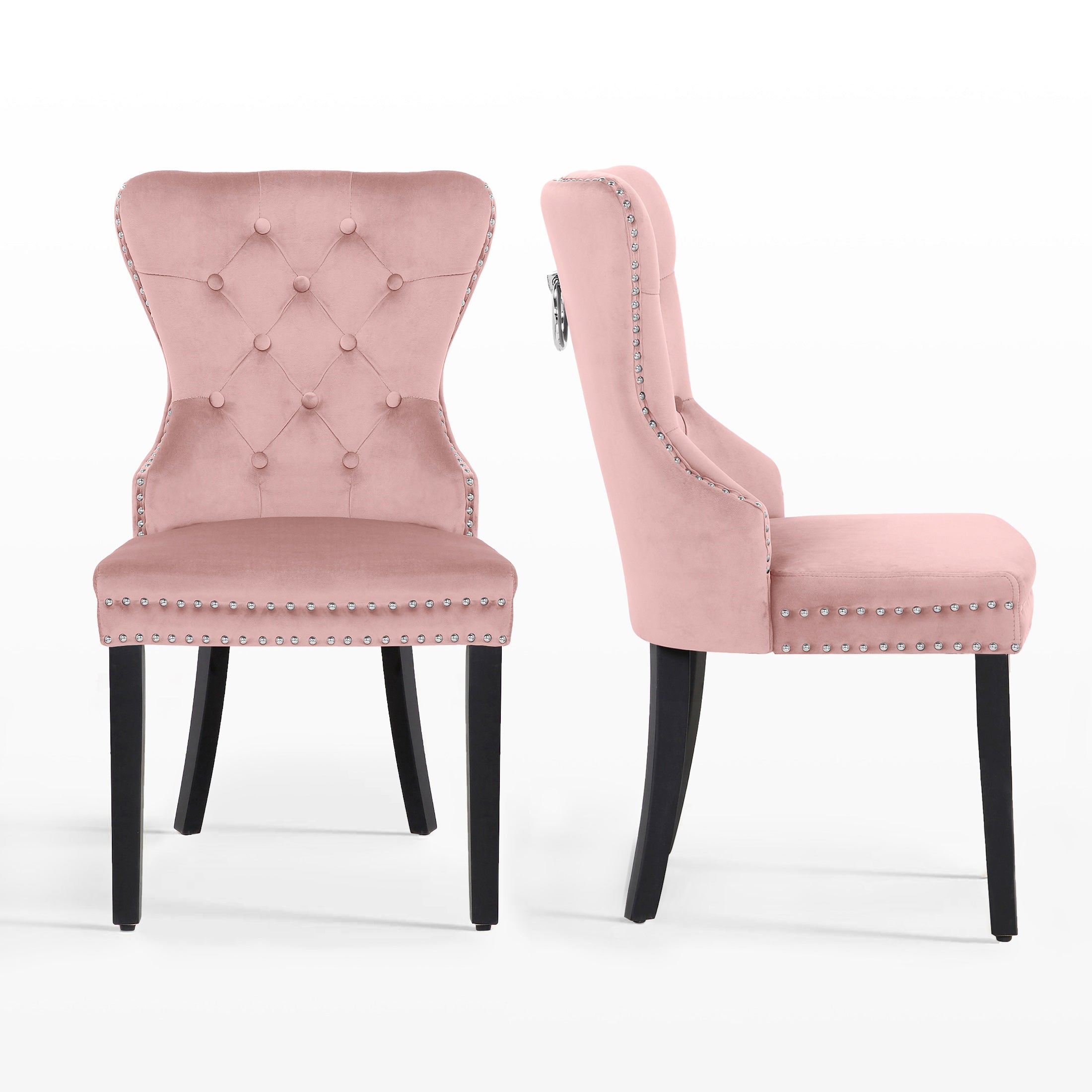 Hank Velvet Upholstered Tufted Dining Chairs (Set of 2)