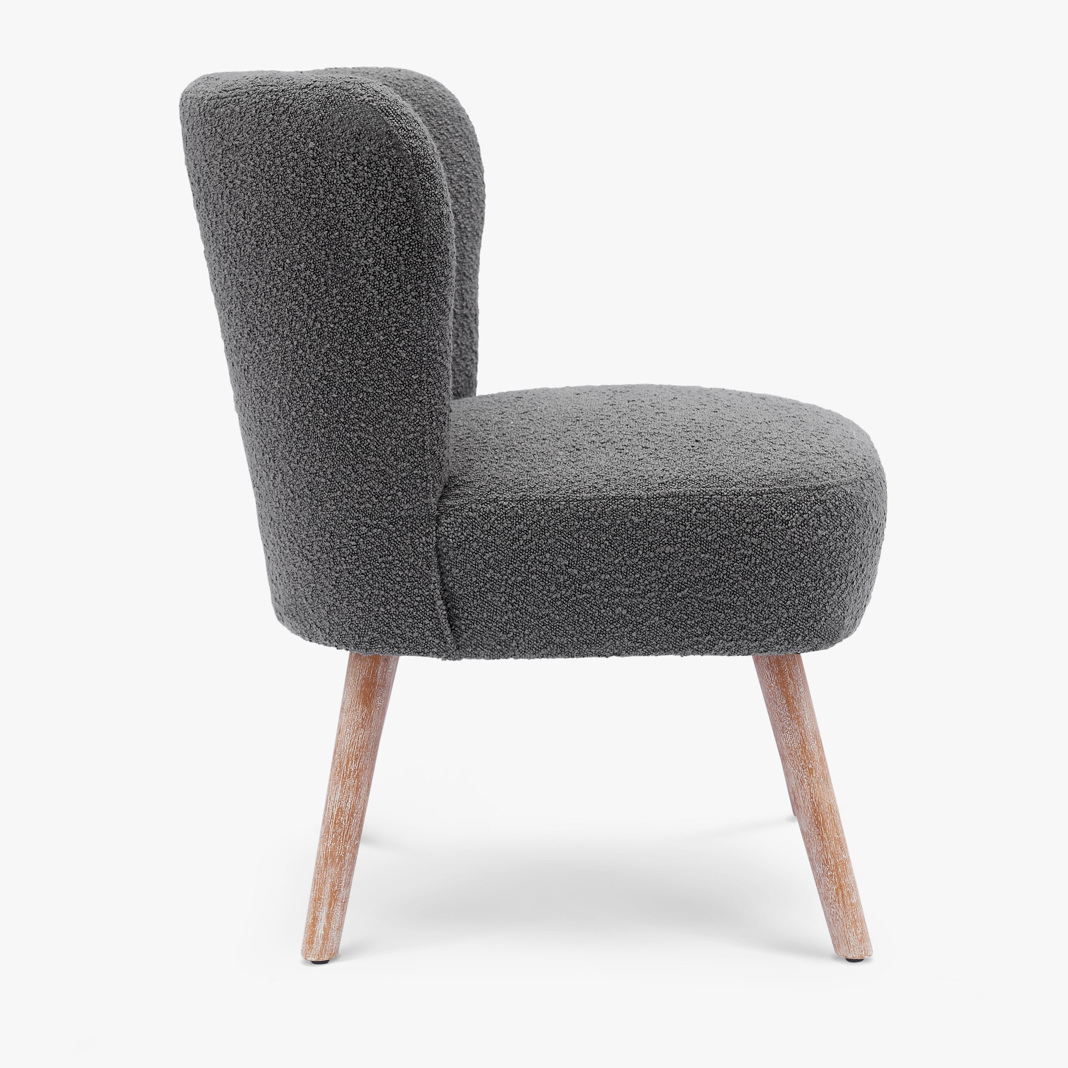 Amélie Mid-Century Boucle Accent Chair with Ottoman Foot Stool Set